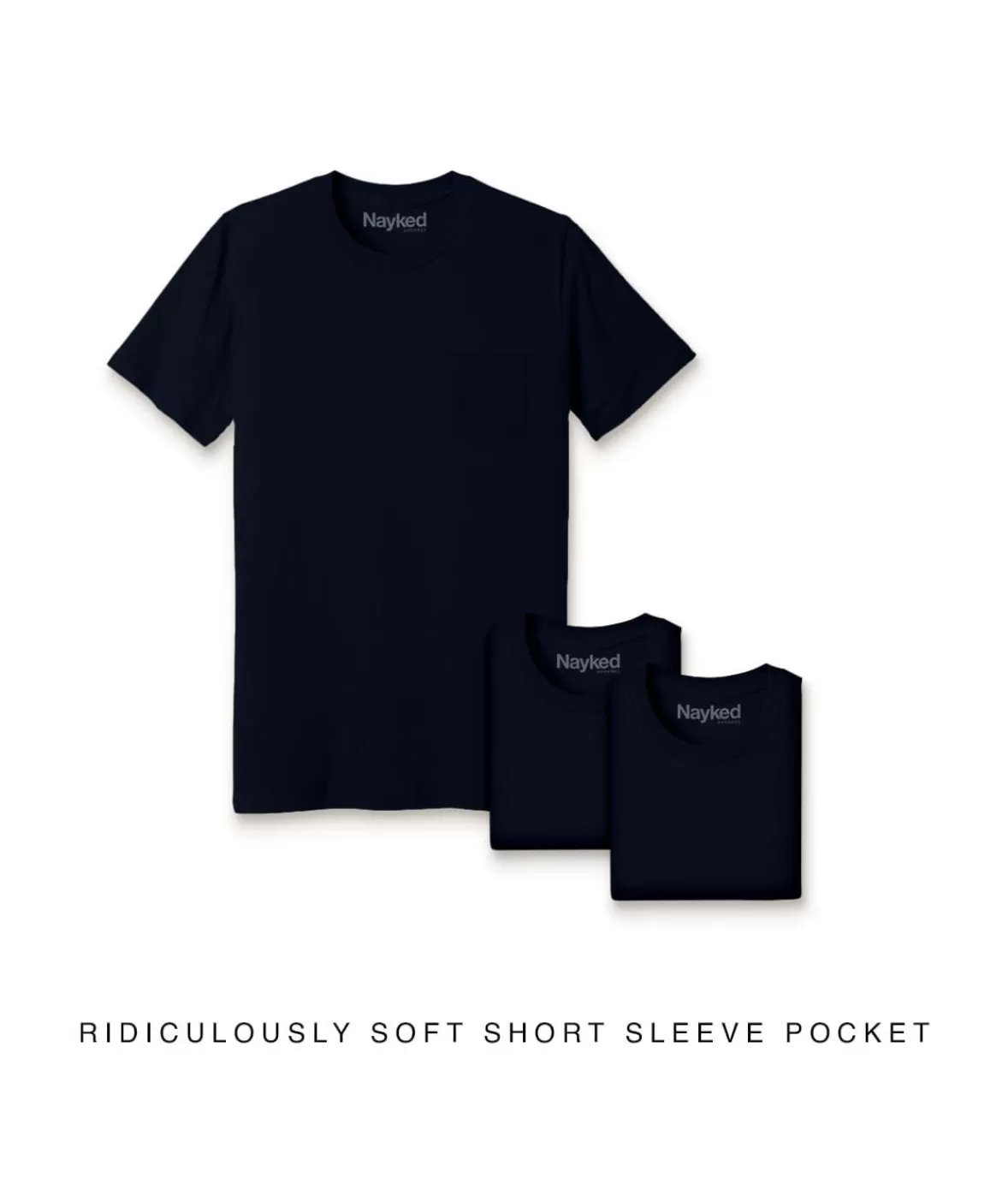 Men'S 3Pk Ridiculously Soft 100% Cotton Pocket T-Shirt | Nayked Apparel New