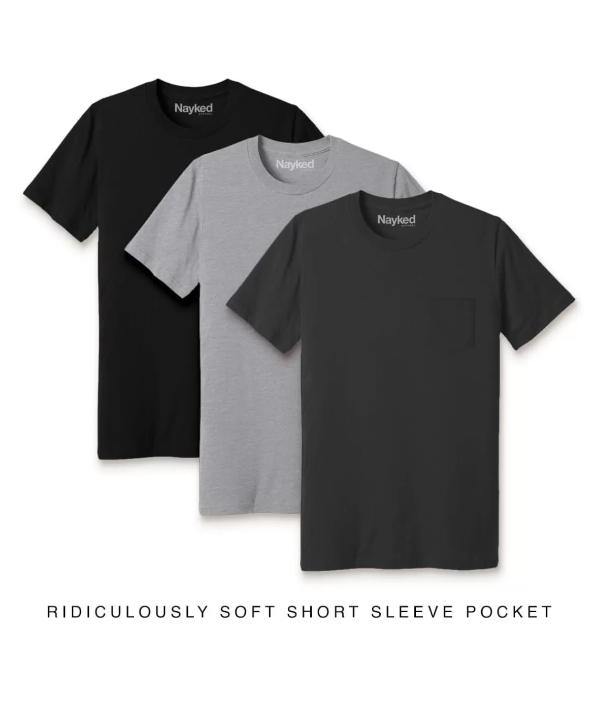 Men'S 3Pk Ridiculously Soft 100% Cotton Pocket T-Shirt Favorites | Nayked Apparel Store