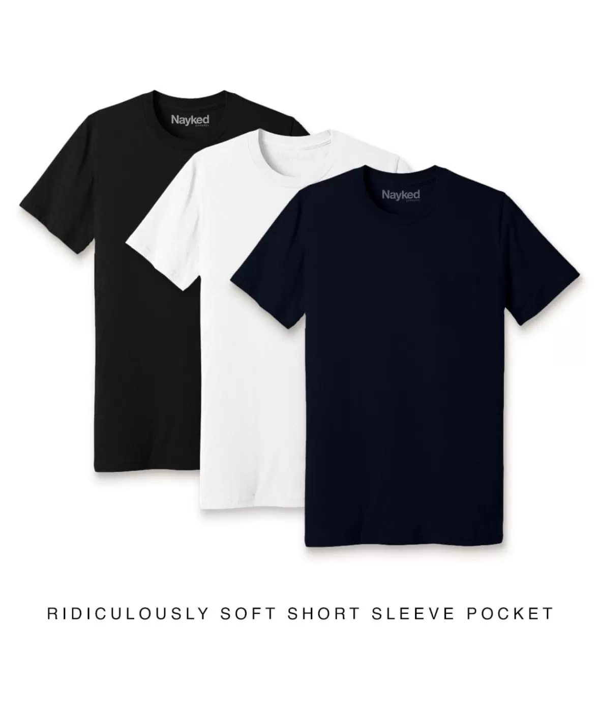 Men'S 3Pk Ridiculously Soft 100% Cotton Pocket T-Shirt Favorites | Nayked Apparel Sale