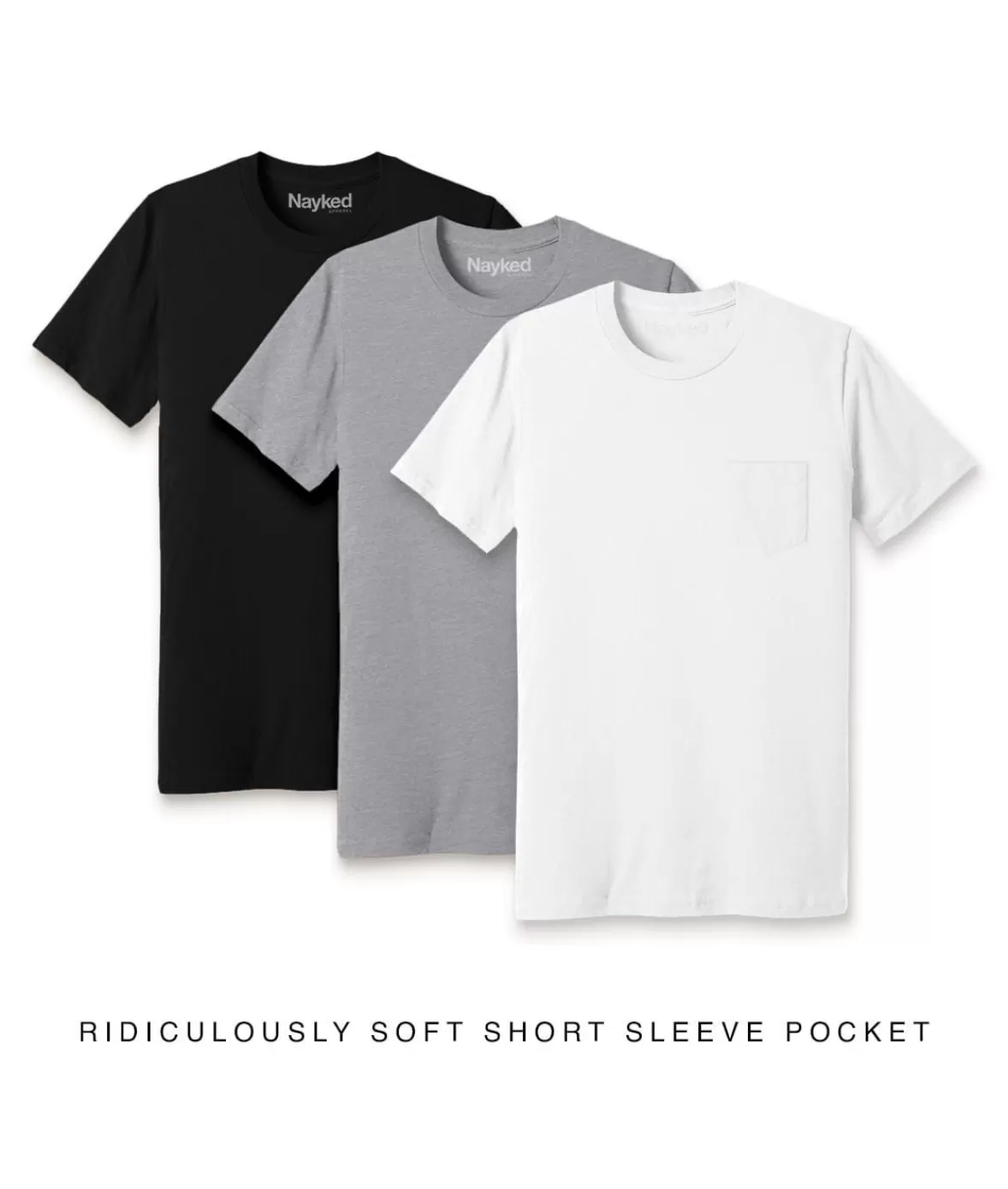 Men'S 3Pk Ridiculously Soft 100% Cotton Pocket T-Shirt Favorites | Nayked Apparel Store