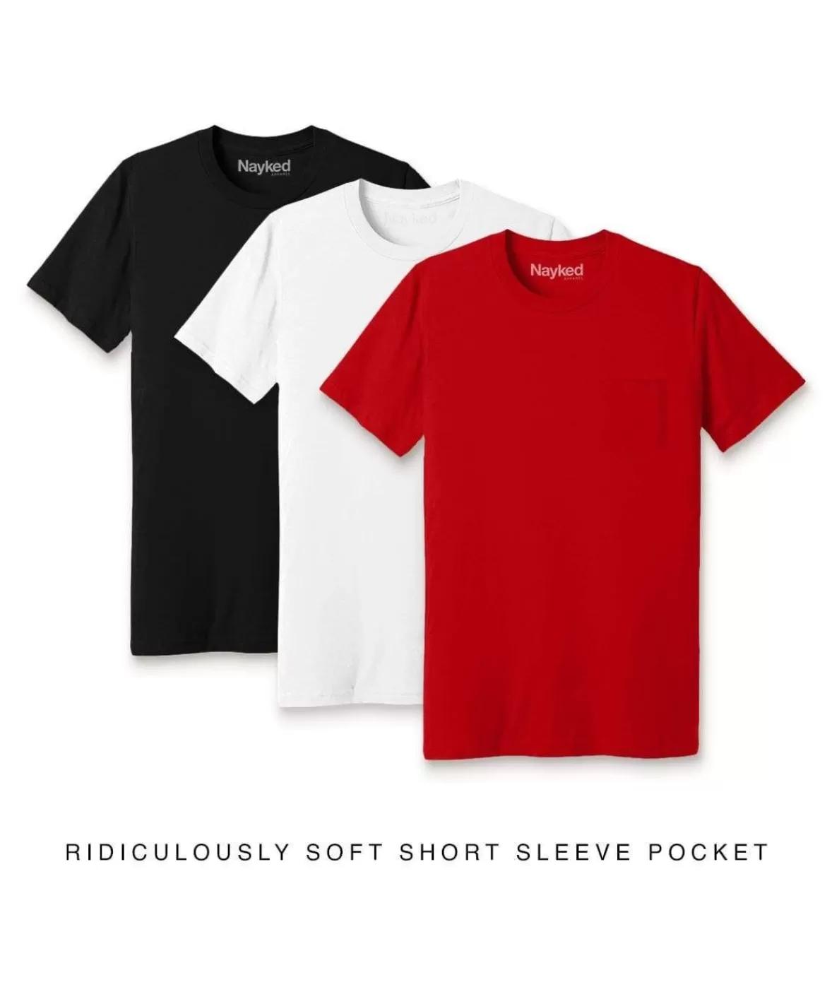 Men'S 3Pk Ridiculously Soft 100% Cotton Pocket T-Shirt Favorites | Nayked Apparel Store