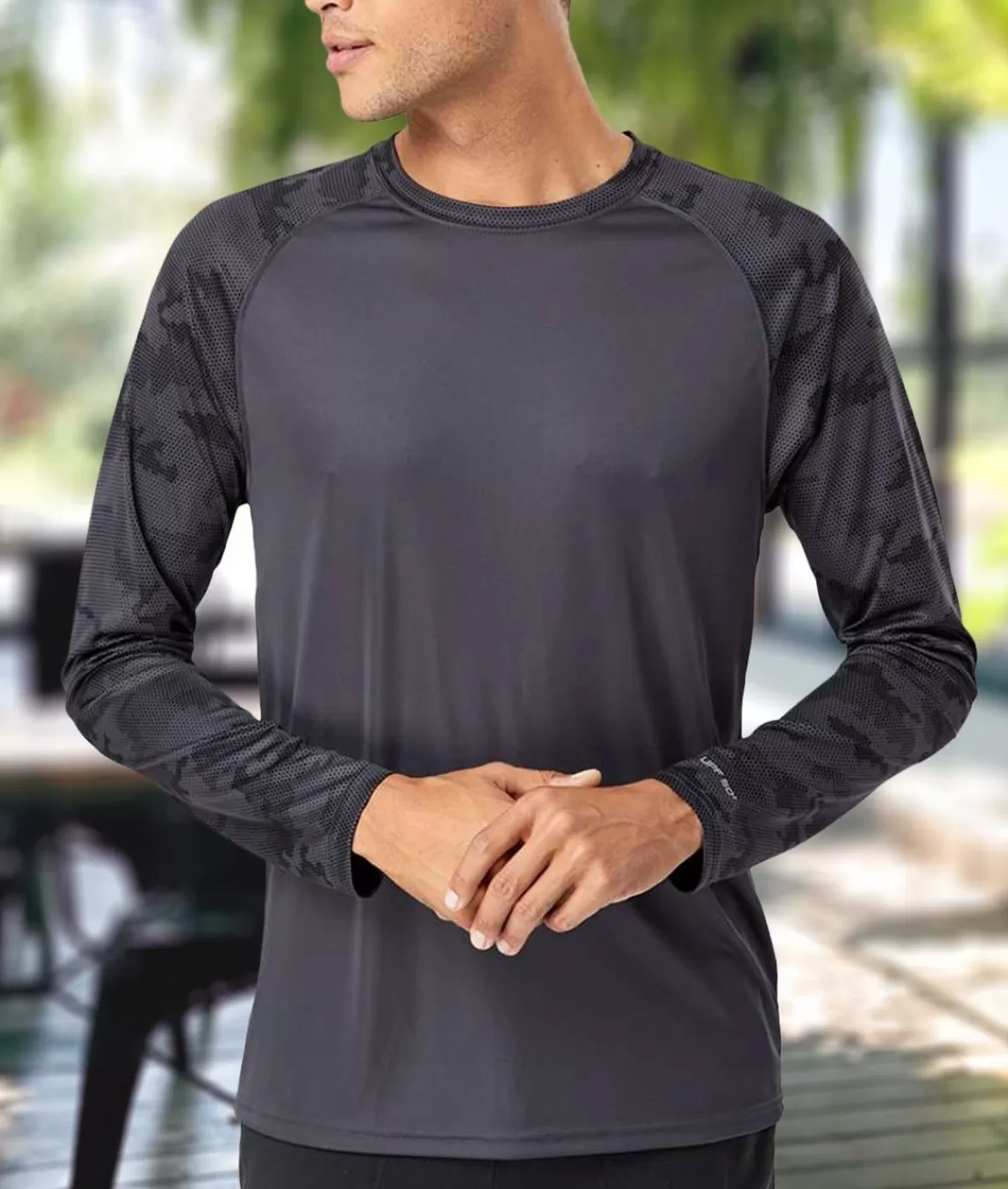Men'S Cayman Performance Upf Camo Colorblock Long Sleeve T-Shirt | Nayked Apparel Shop