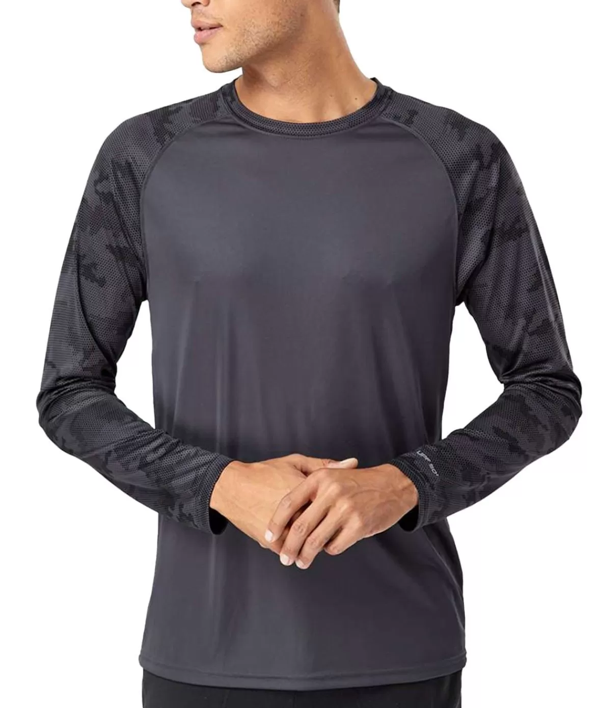 Men'S Cayman Performance Upf Camo Colorblock Long Sleeve T-Shirt | Nayked Apparel Shop