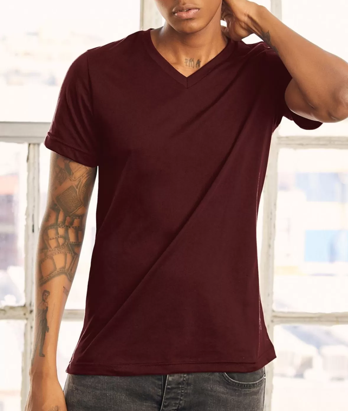 Men'S Classic Soft Heathered Short Sleeve V-Neck T-Shirt | Nayked Apparel Clearance