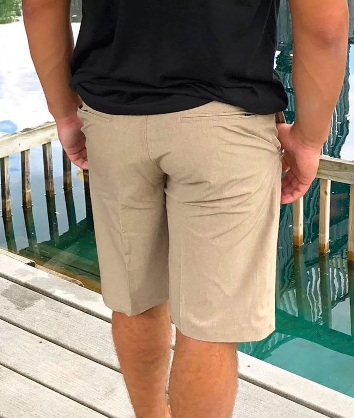 Men'S Khaki Hybrid Stretch Short | Nayked Apparel Outlet