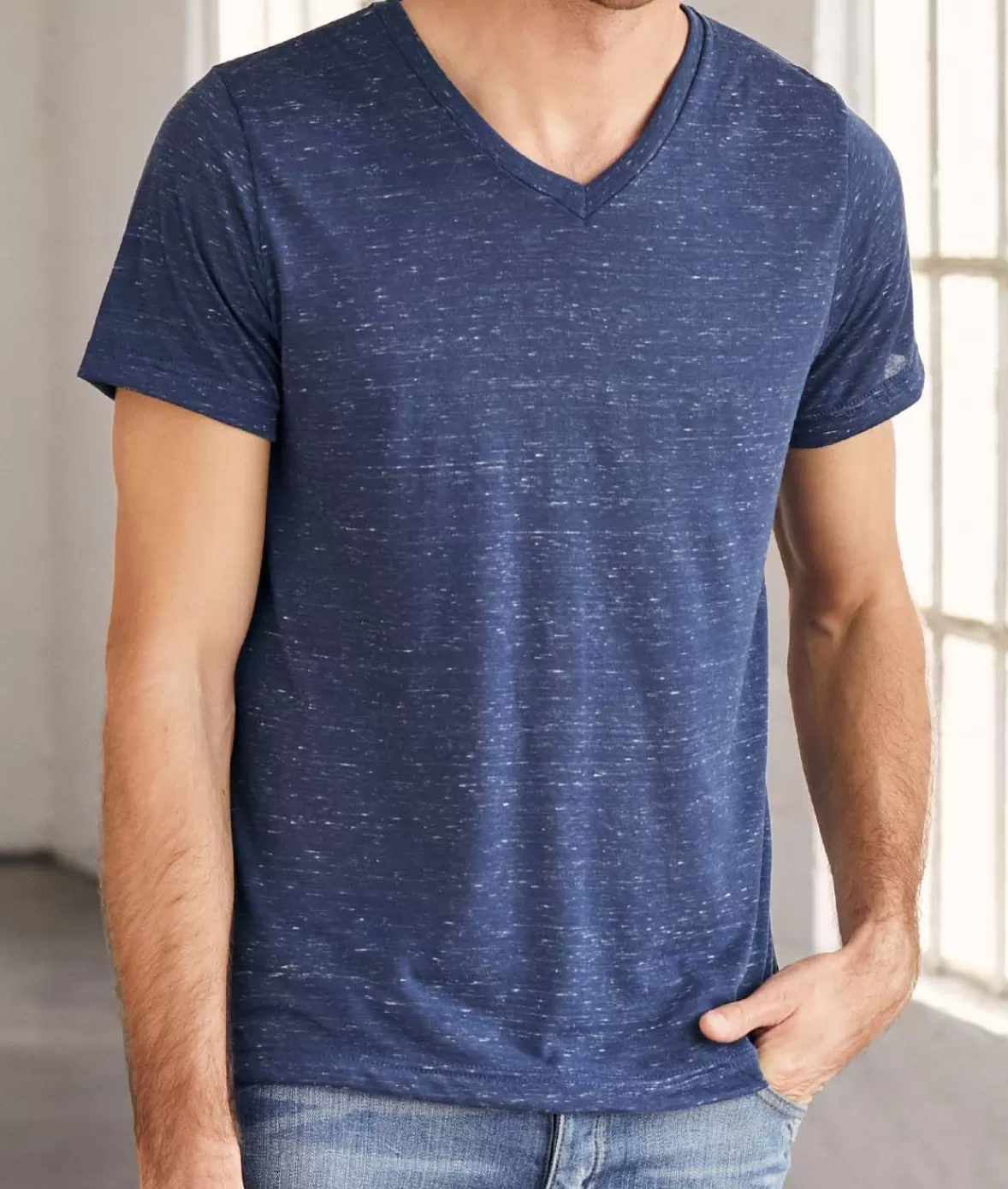 Men'S Marbled Jersey V-Neck T-Shirt | Nayked Apparel Flash Sale