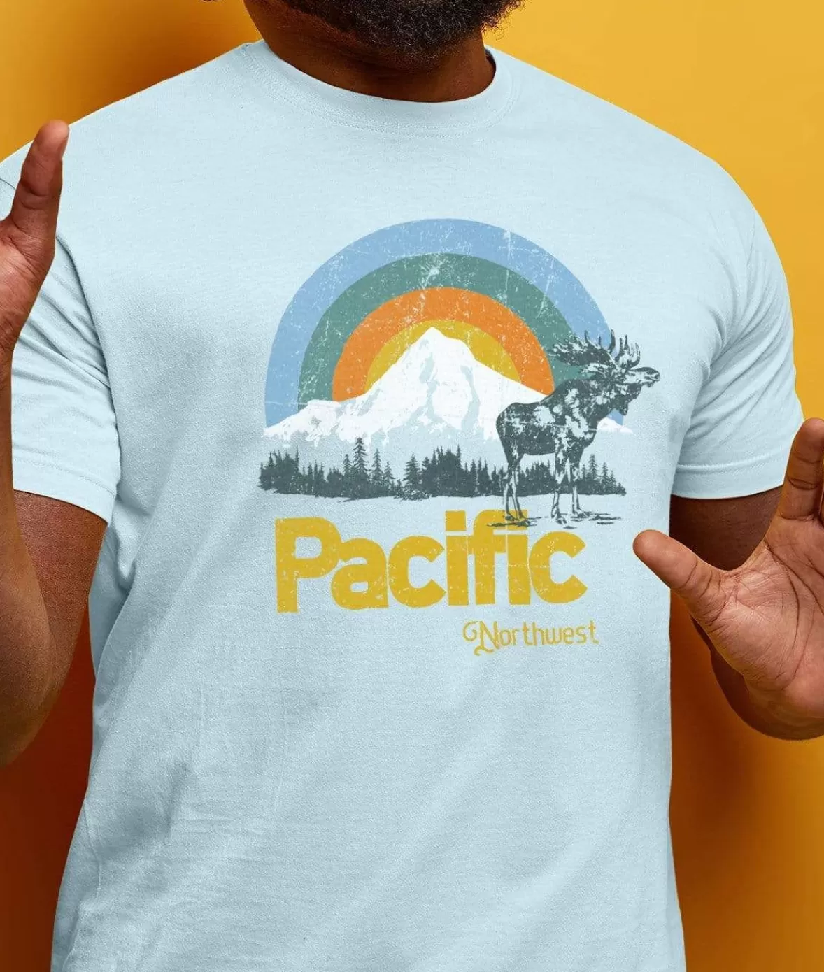 Men'S Ridiculously Soft Big Graphic T-Shirt | Pacific Northwest | Nayked Apparel Sale