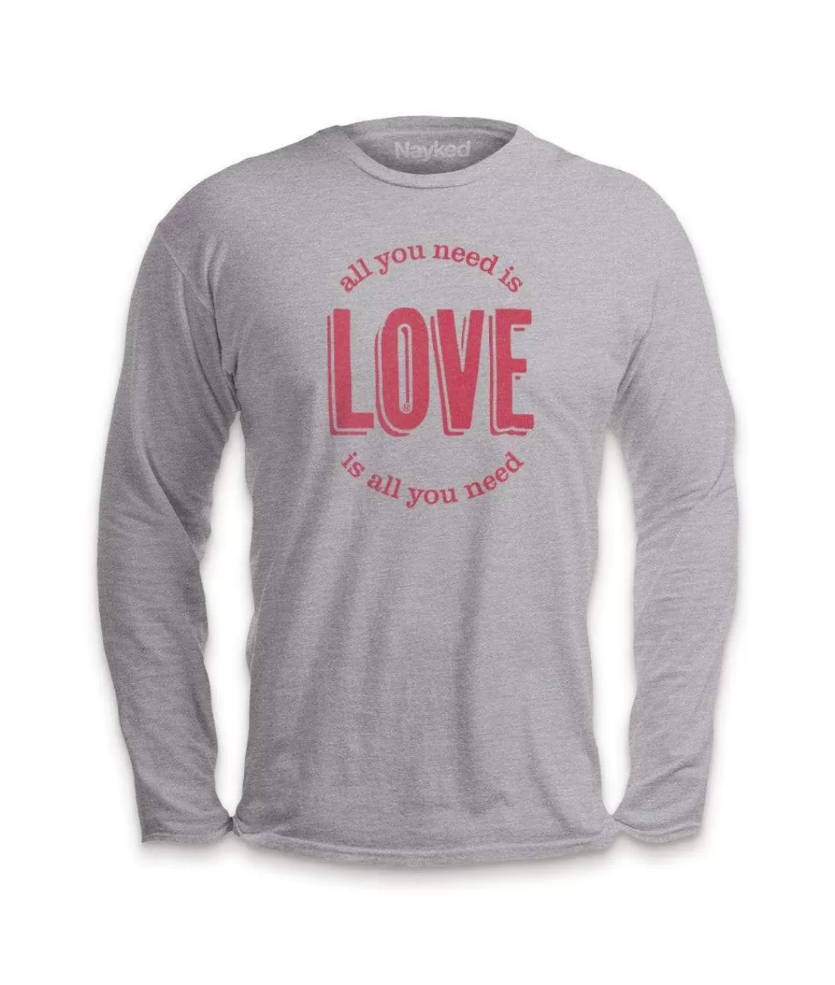 Men'S Ridiculously Soft Cotton Long Sleeve Graphic Tee | All You Need Is Love | Nayked Apparel Sale