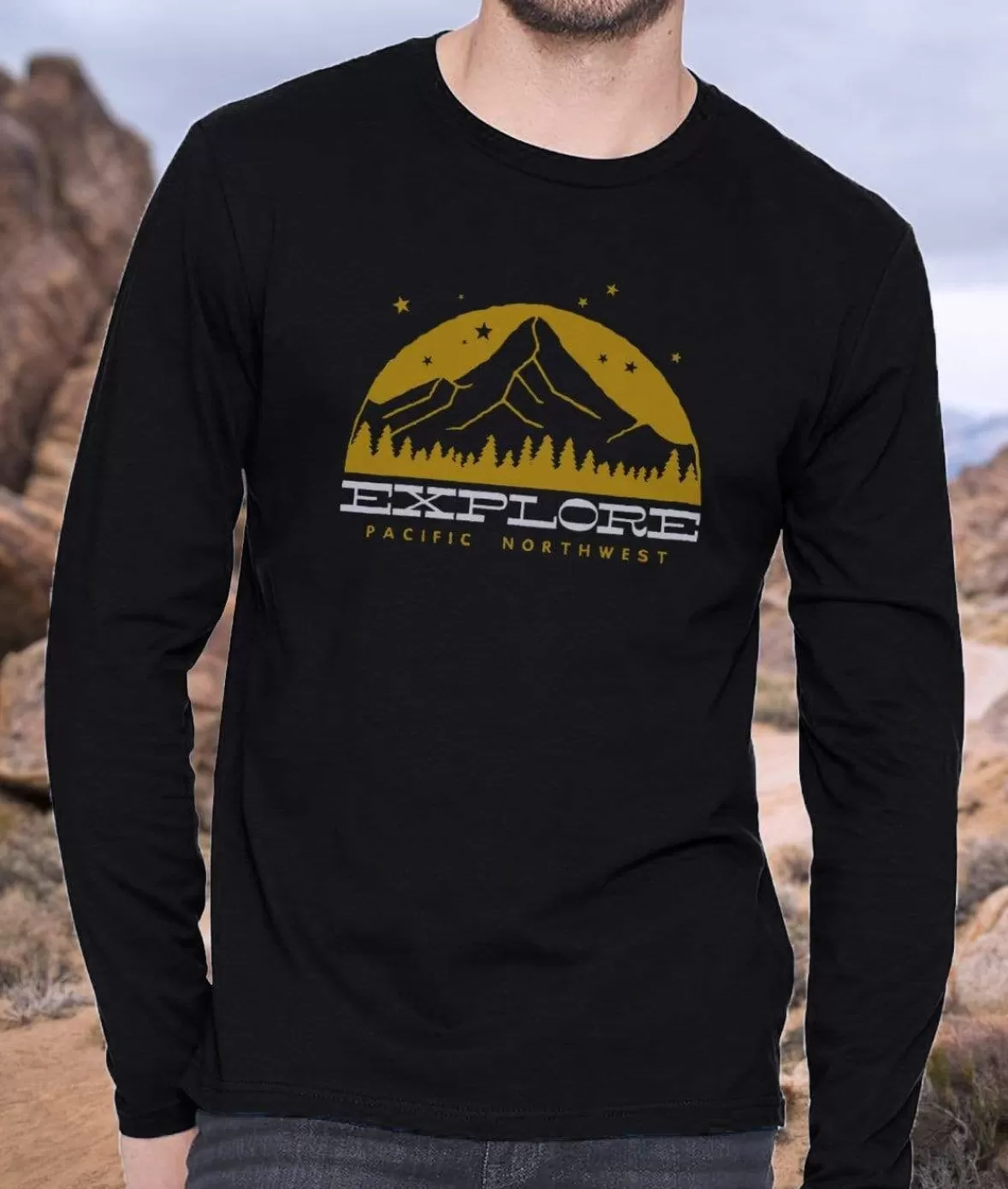 Men'S Ridiculously Soft Cotton Long Sleeve Graphic Tee | Explore | Nayked Apparel Fashion