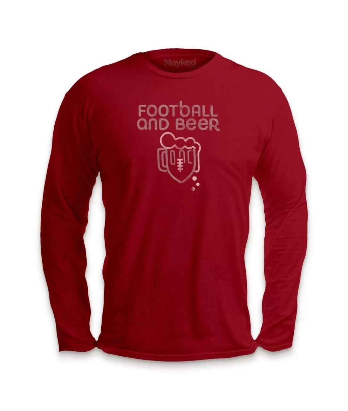 Men'S Ridiculously Soft Cotton Long Sleeve Graphic Tee | Football And Beer | Nayked Apparel Discount