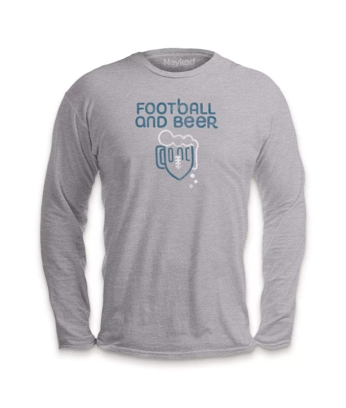 Men'S Ridiculously Soft Cotton Long Sleeve Graphic Tee | Football And Beer | Nayked Apparel Discount