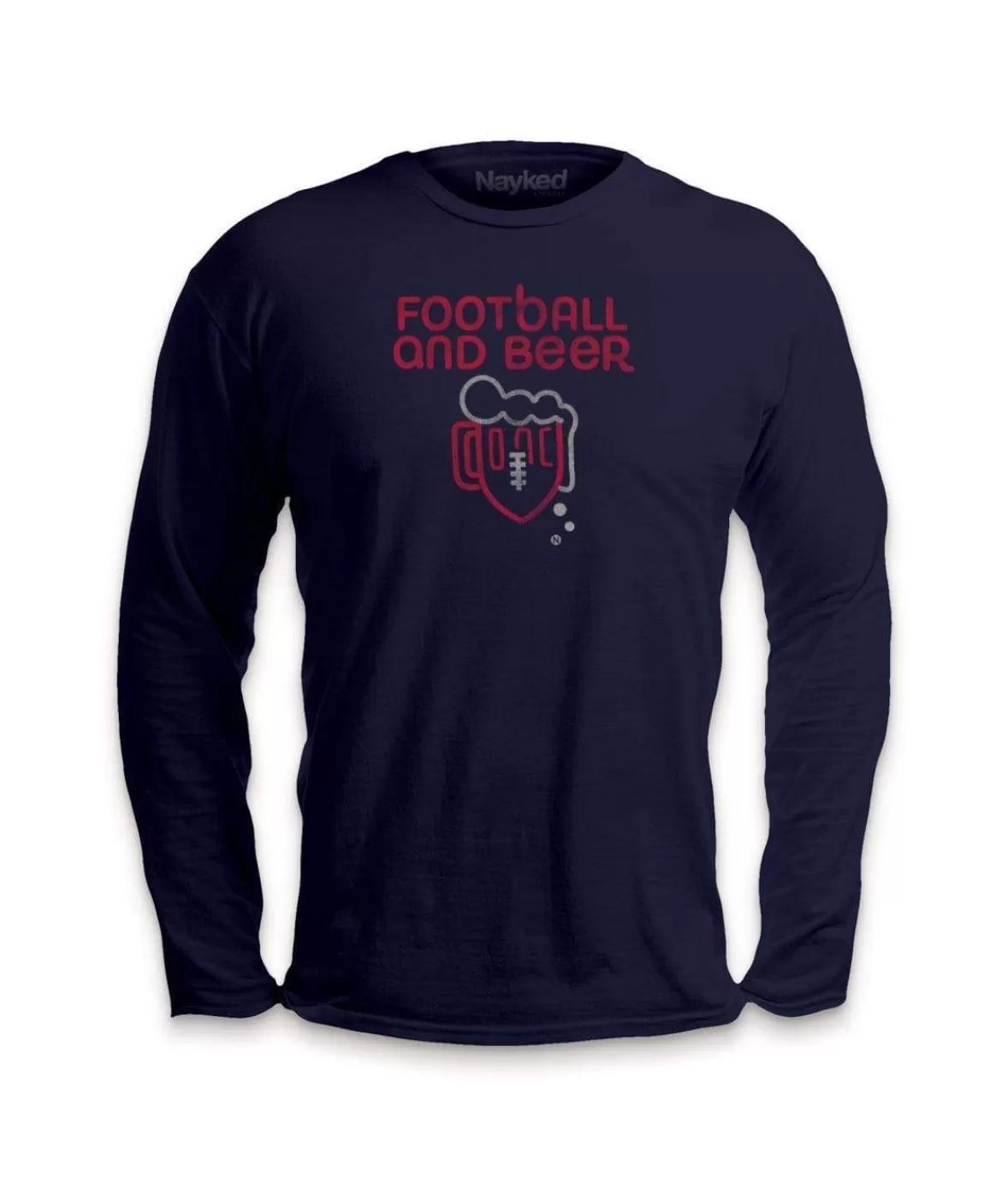 Men'S Ridiculously Soft Cotton Long Sleeve Graphic Tee | Football And Beer | Nayked Apparel Discount