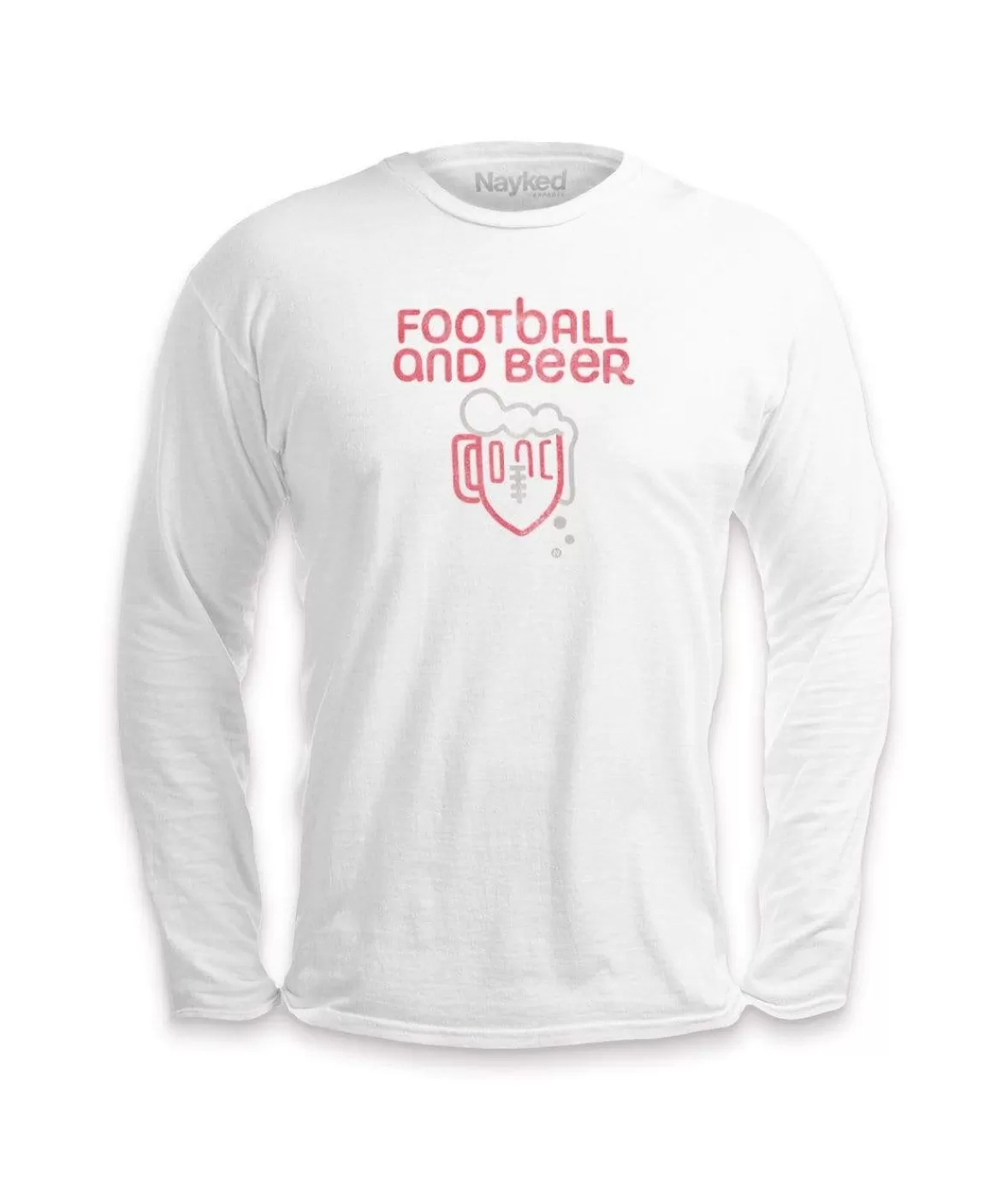Men'S Ridiculously Soft Cotton Long Sleeve Graphic Tee | Football And Beer | Nayked Apparel Discount