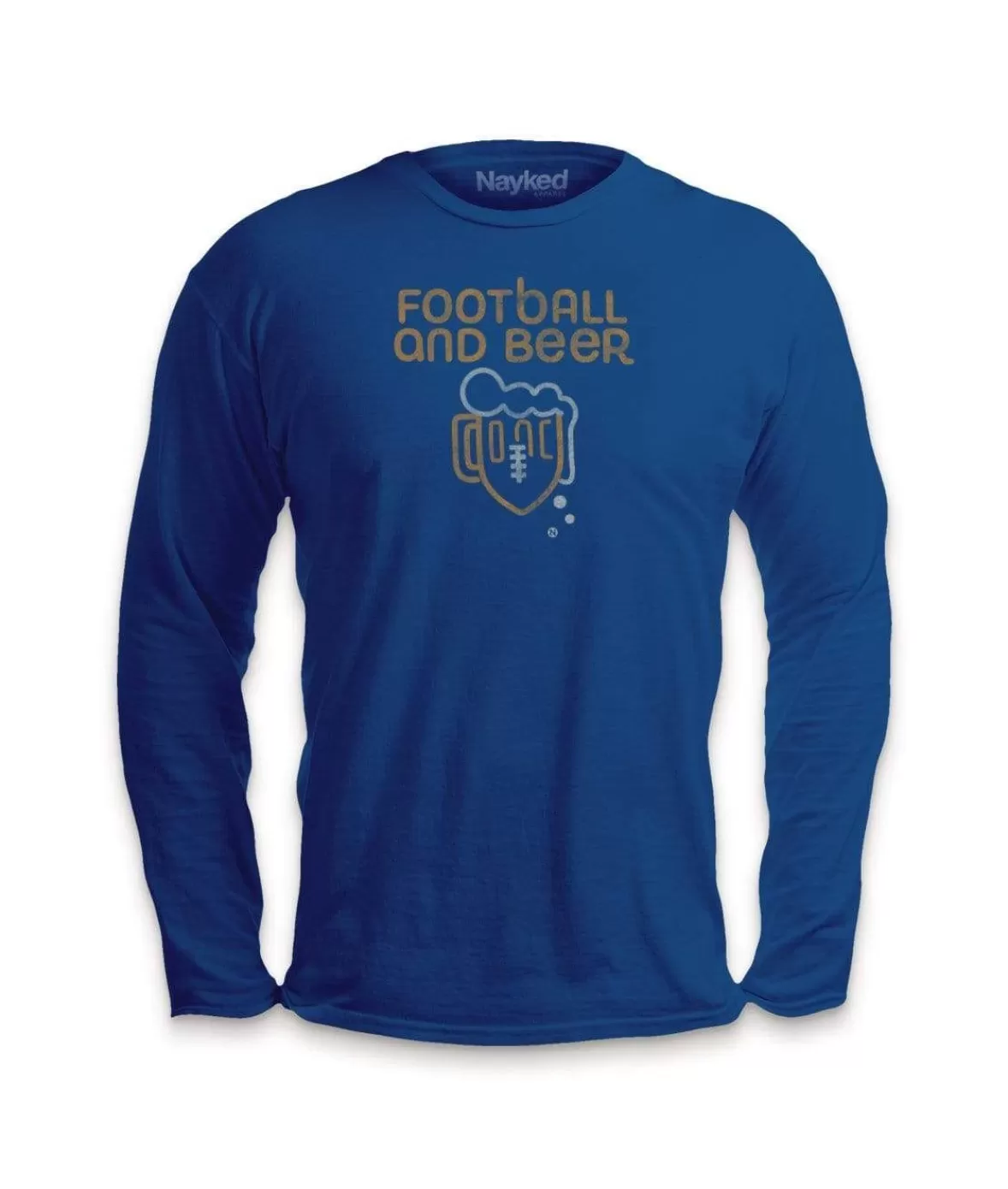 Men'S Ridiculously Soft Cotton Long Sleeve Graphic Tee | Football And Beer | Nayked Apparel Discount