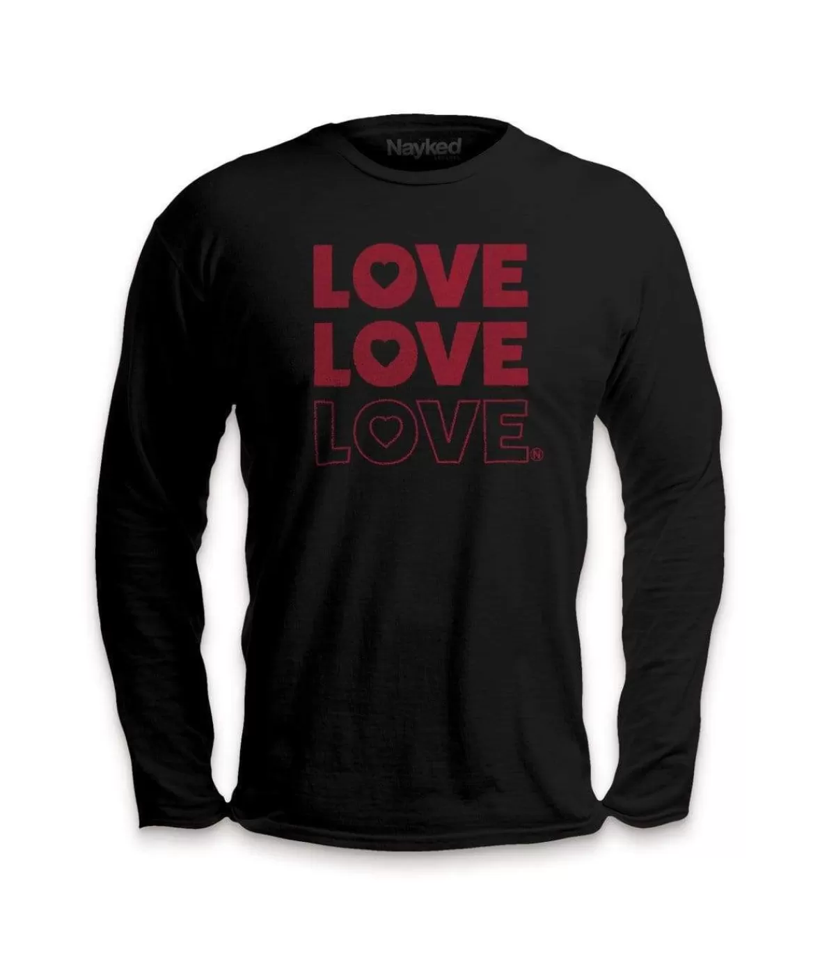 Men'S Ridiculously Soft Cotton Long Sleeve Graphic Tee | Love Love Love | Nayked Apparel Fashion