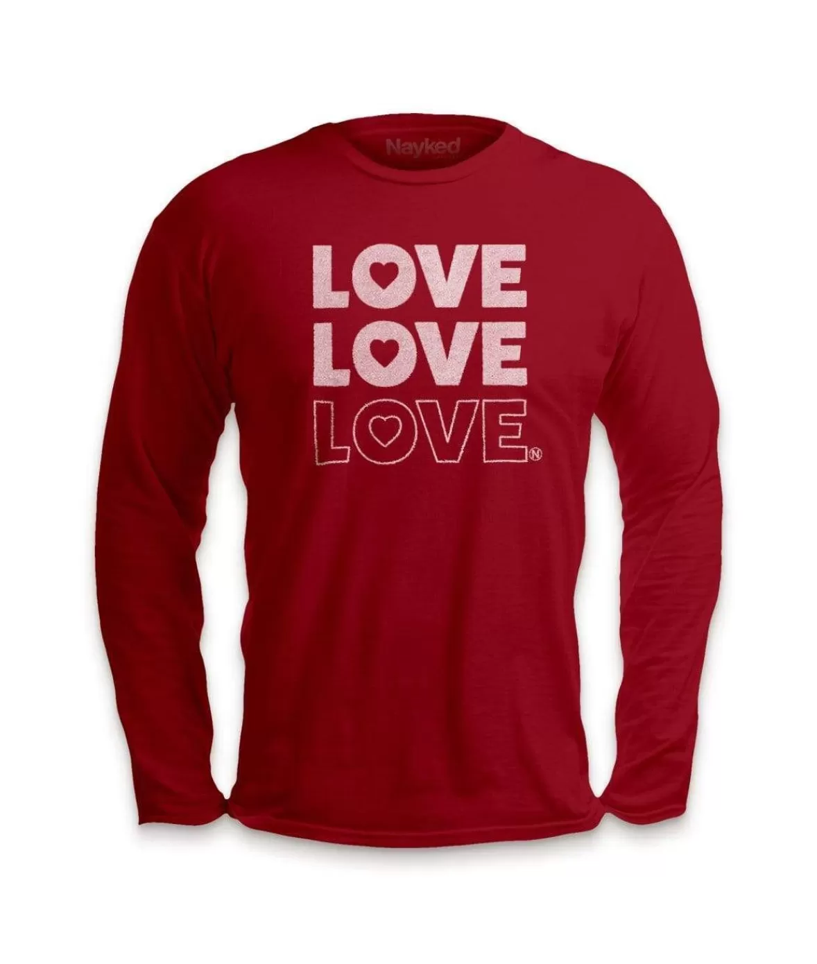 Men'S Ridiculously Soft Cotton Long Sleeve Graphic Tee | Love Love Love | Nayked Apparel Fashion