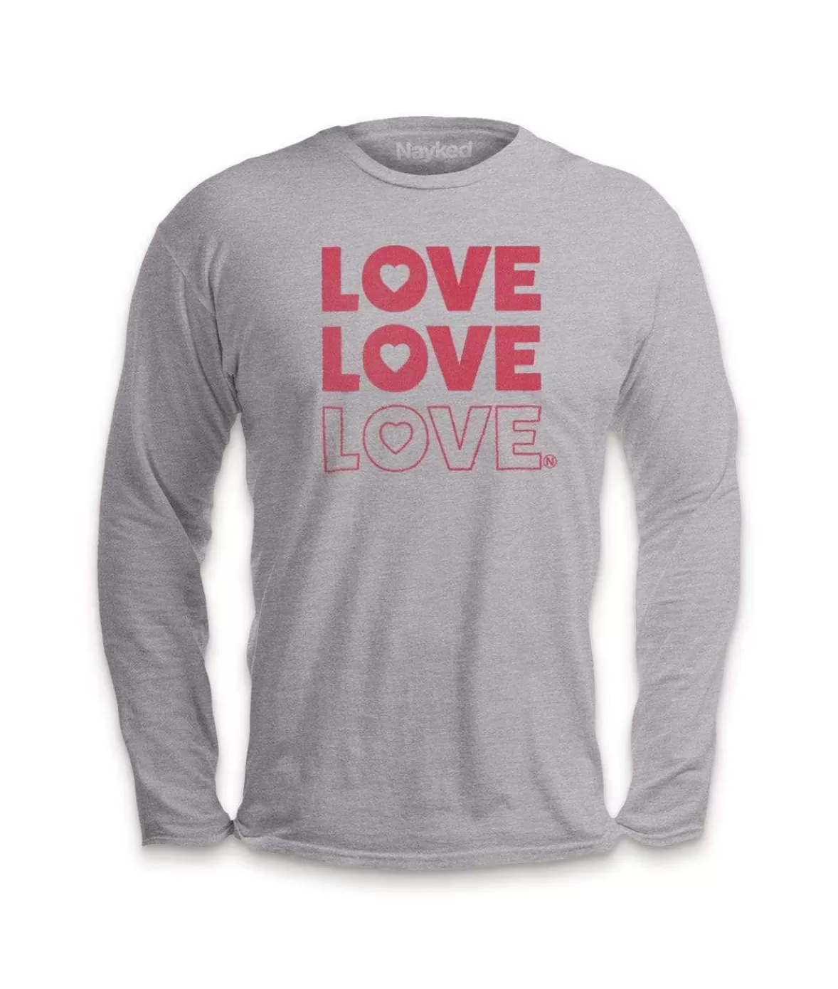 Men'S Ridiculously Soft Cotton Long Sleeve Graphic Tee | Love Love Love | Nayked Apparel Fashion