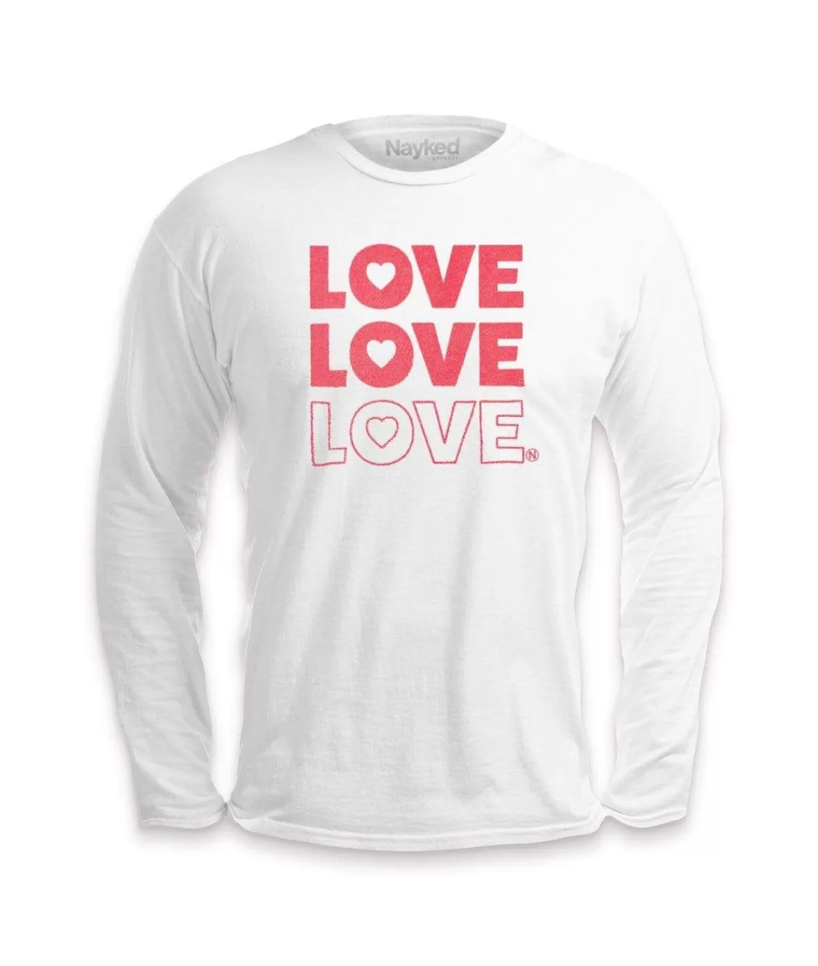 Men'S Ridiculously Soft Cotton Long Sleeve Graphic Tee | Love Love Love | Nayked Apparel Fashion