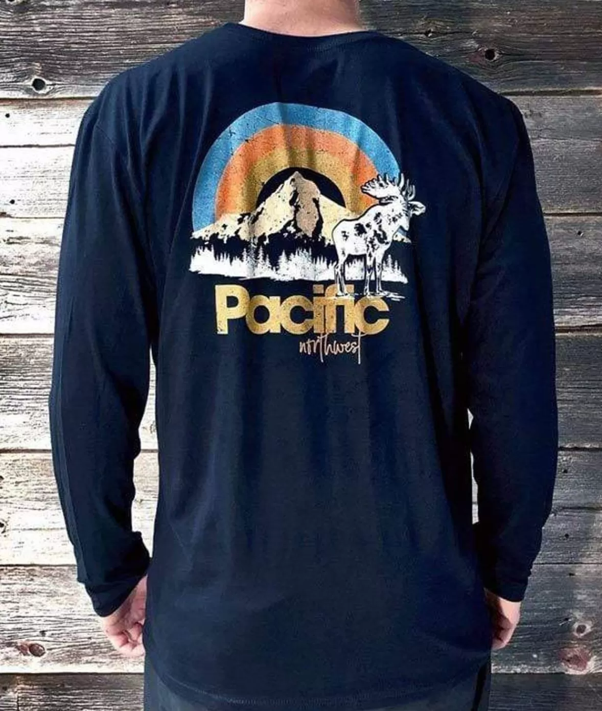 Men'S Ridiculously Soft Cotton Long Sleeve Graphic Tee | Pacific Northwest | Nayked Apparel Outlet