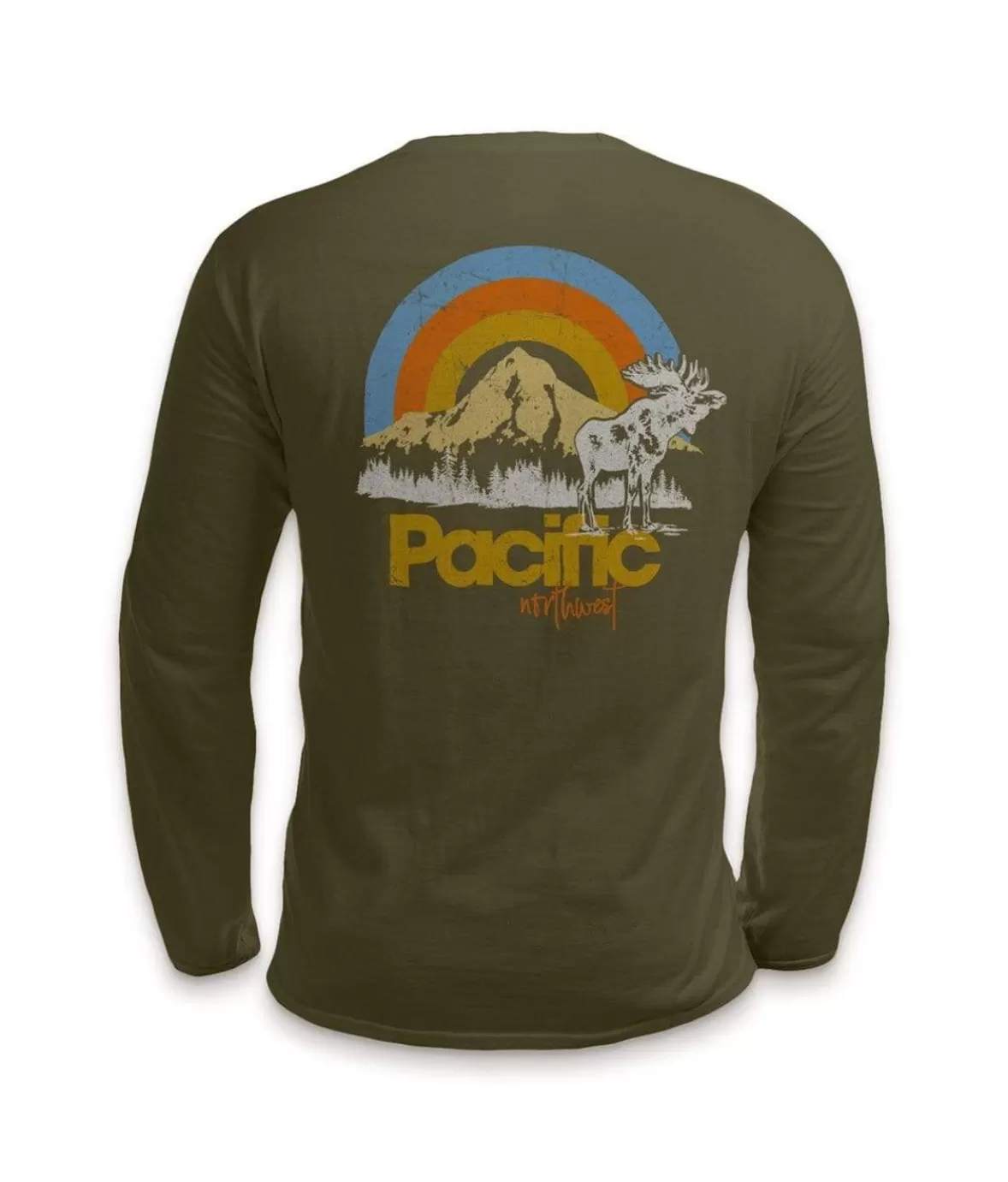 Men'S Ridiculously Soft Cotton Long Sleeve Graphic Tee | Pacific Northwest | Nayked Apparel Outlet