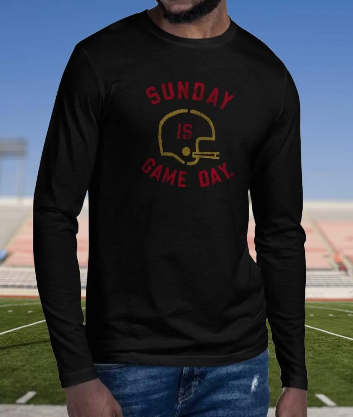 Men'S Ridiculously Soft Cotton Long Sleeve Graphic Tee | Sunday Is Game Day | Nayked Apparel Hot