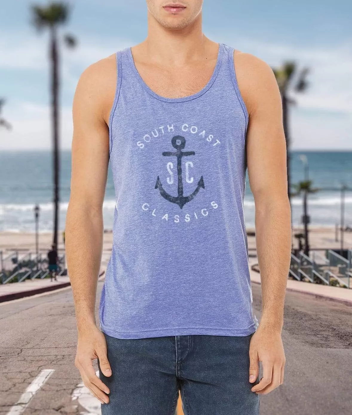 Men'S Ridiculously Soft Graphic Lightweight Tank Top | Sc Anchor | Nayked Apparel Clearance