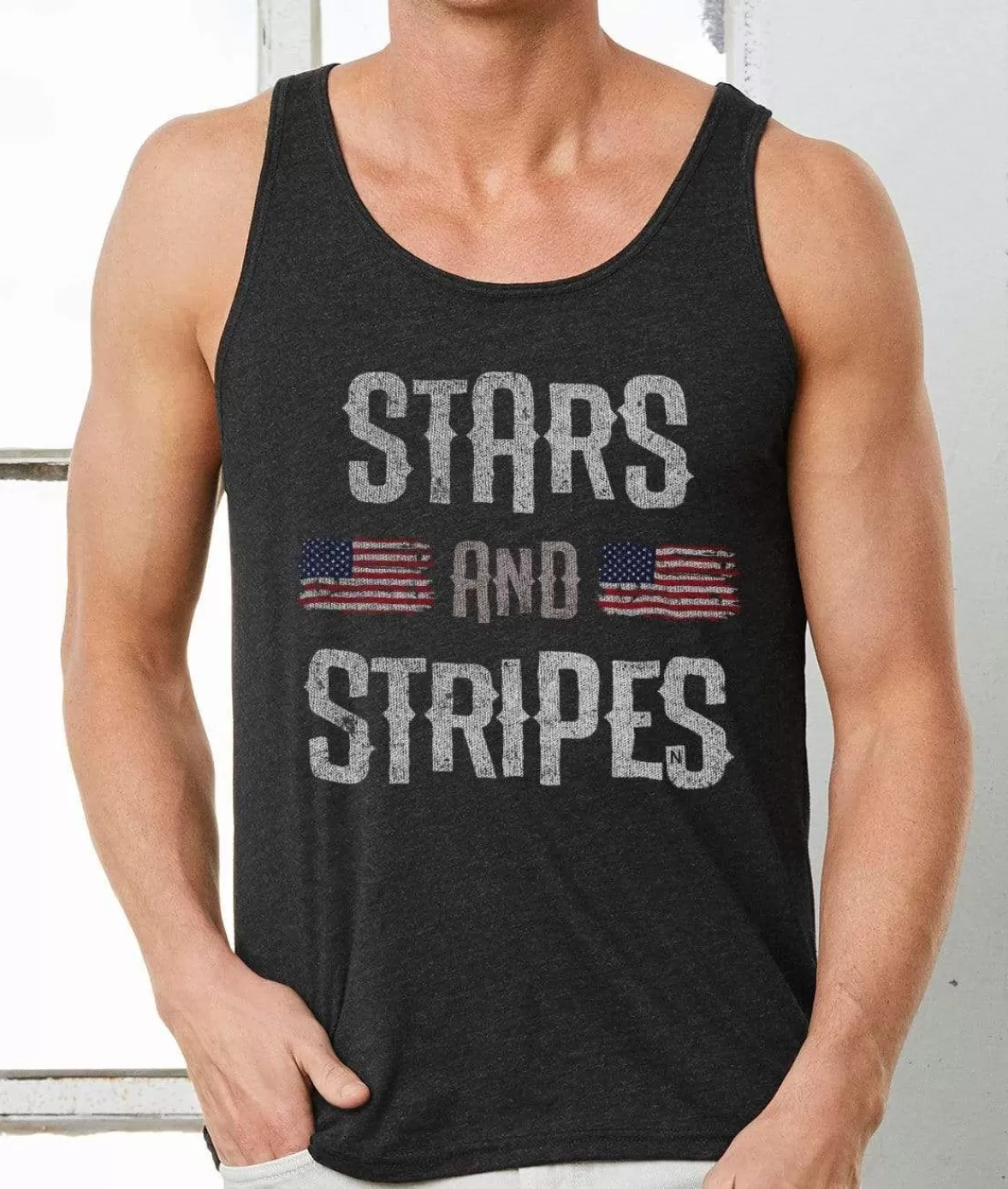 Men'S Ridiculously Soft Lightweight Graphic Tank | Stars & Stripes | Nayked Apparel Store