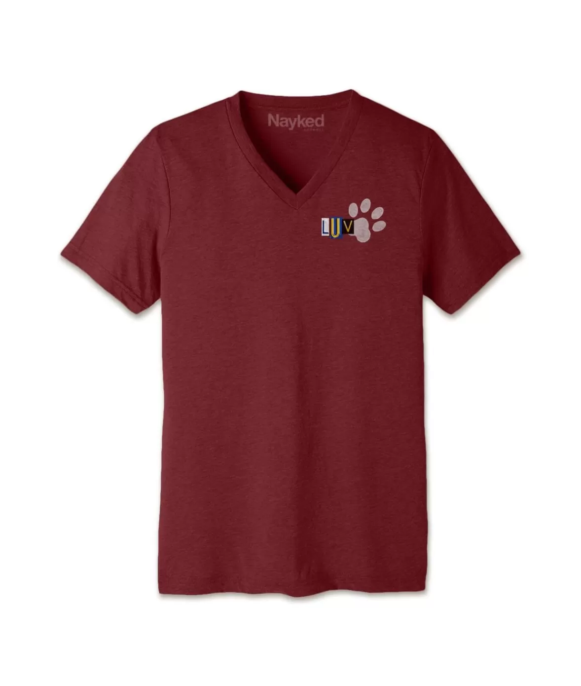 Men'S Ridiculously Soft Lightweight V-Neck Graphic Tee | Luv Paw Print | Nayked Apparel New