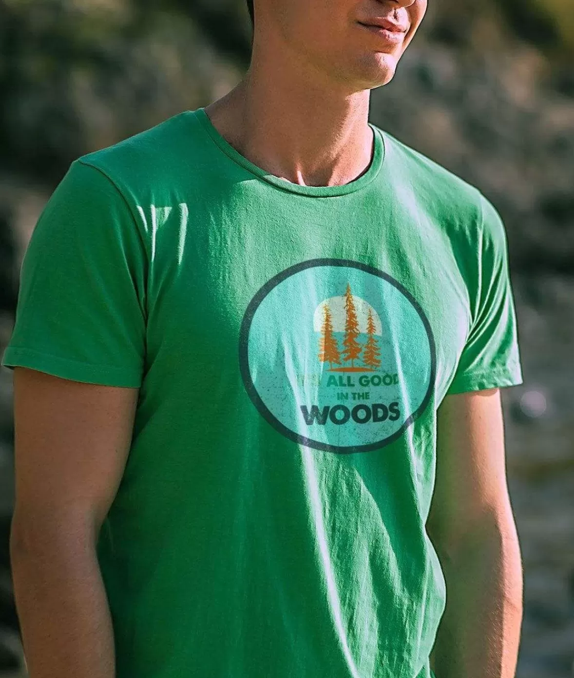 Men'S Ridiculously Soft Midweight Graphic Tee | All Good In The Woods | Nayked Apparel New