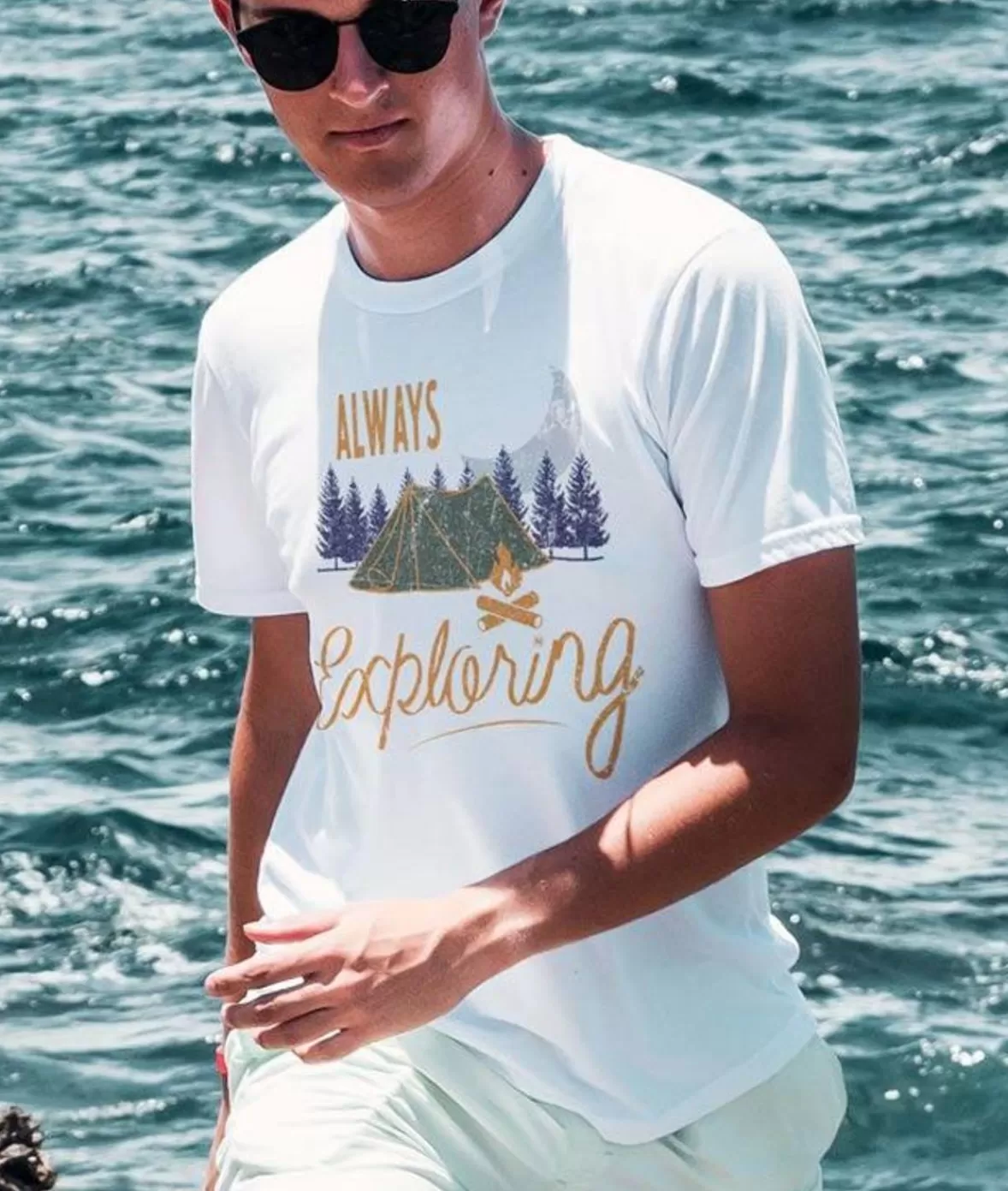 Men'S Ridiculously Soft Midweight Graphic Tee | Always Exploring | Nayked Apparel New