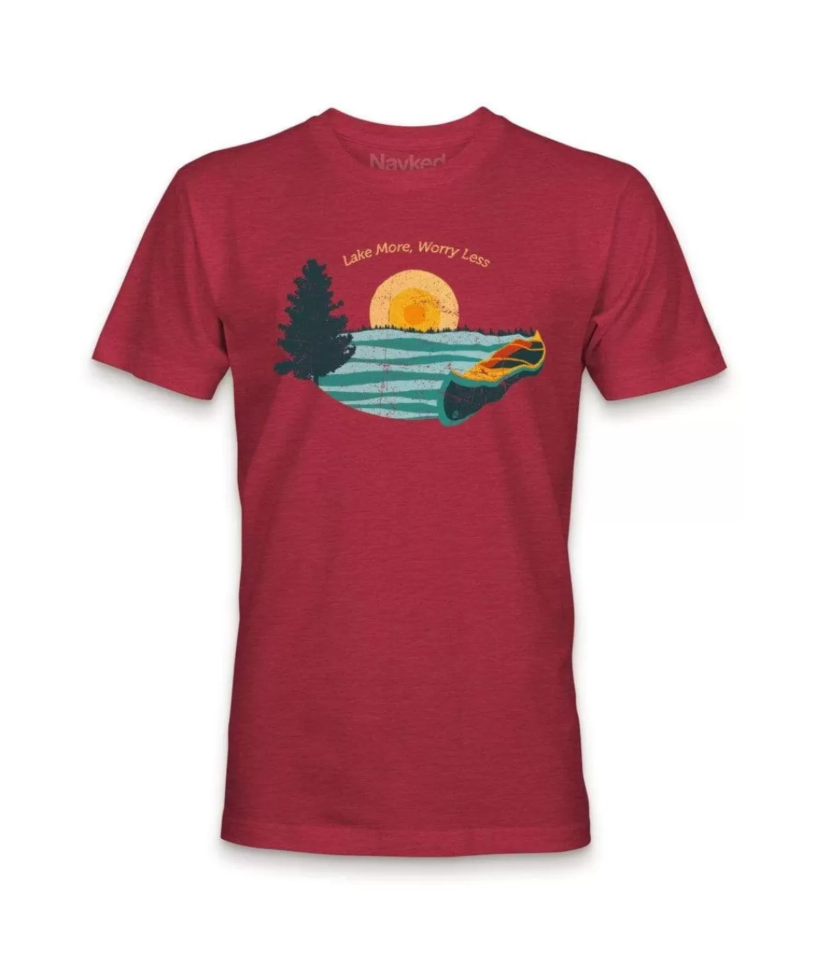 Men'S Ridiculously Soft Midweight Graphic Tee | Lake More Worry Less | Nayked Apparel Best