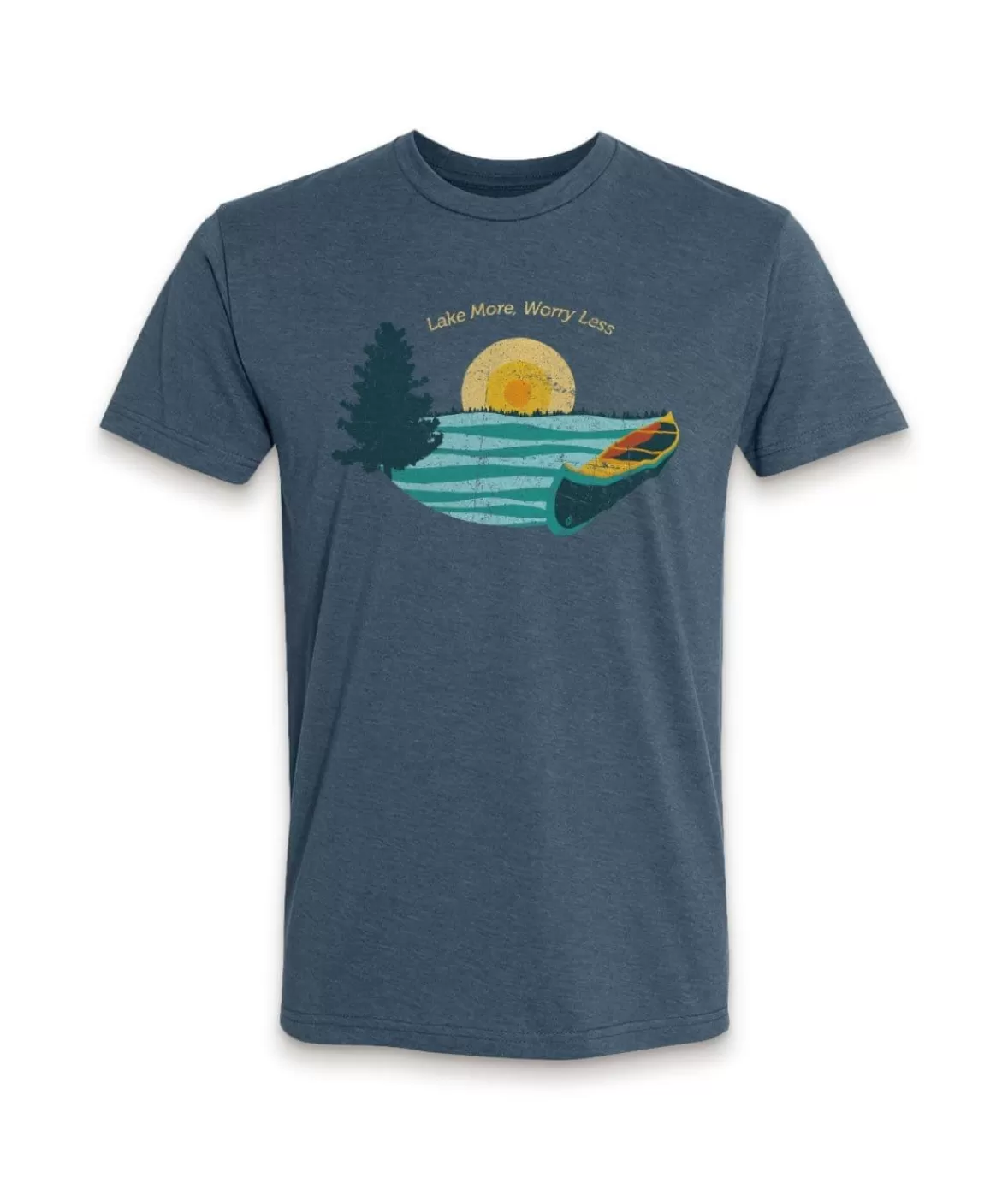 Men'S Ridiculously Soft Midweight Graphic Tee | Lake More Worry Less | Nayked Apparel Best