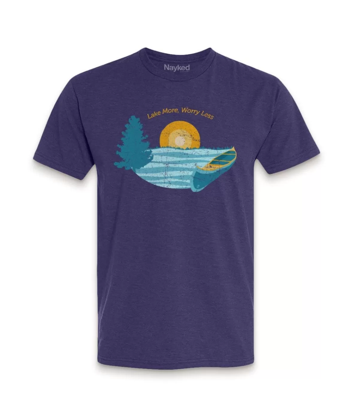 Men'S Ridiculously Soft Midweight Graphic Tee | Lake More Worry Less | Nayked Apparel Best