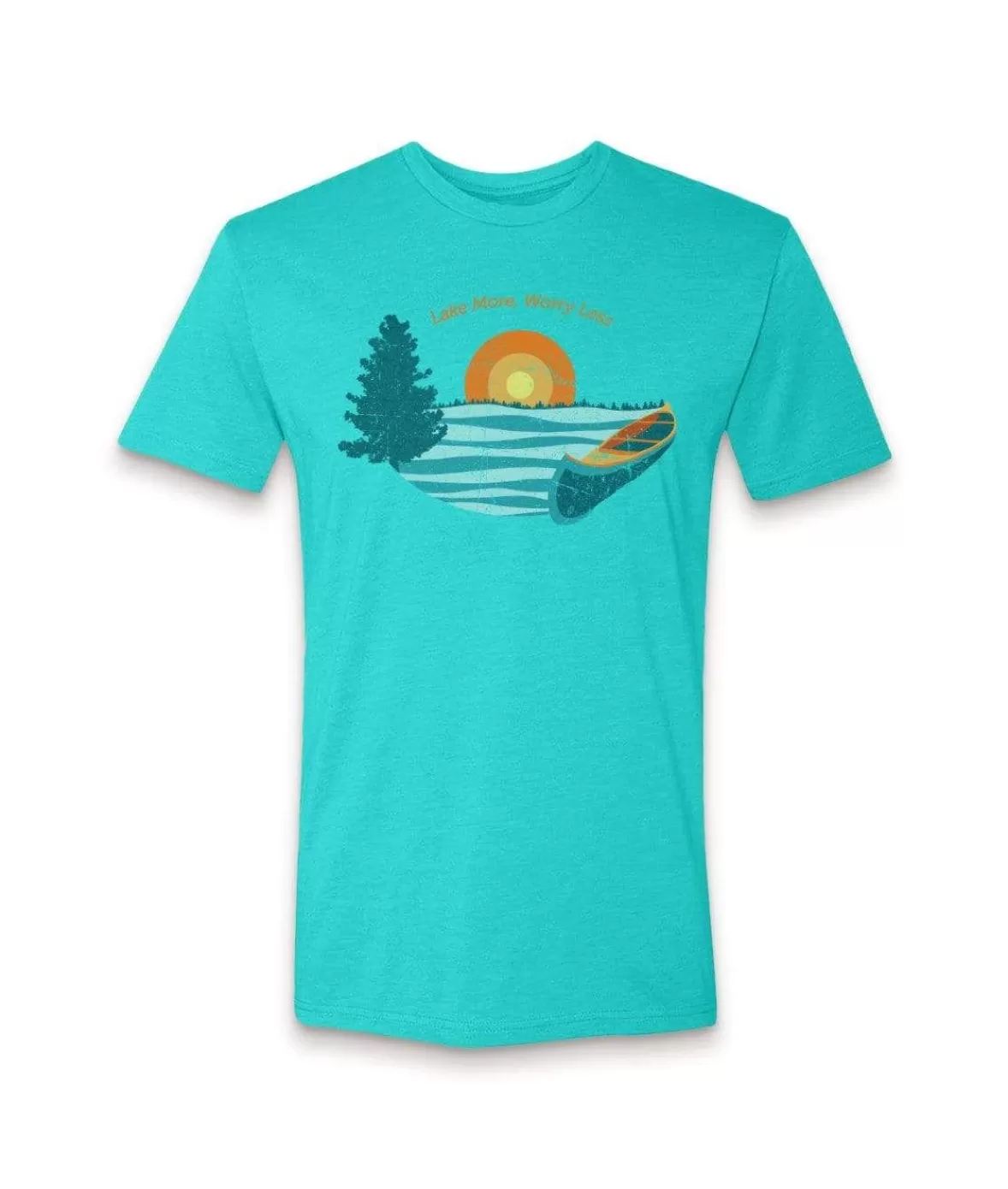 Men'S Ridiculously Soft Midweight Graphic Tee | Lake More Worry Less | Nayked Apparel Best