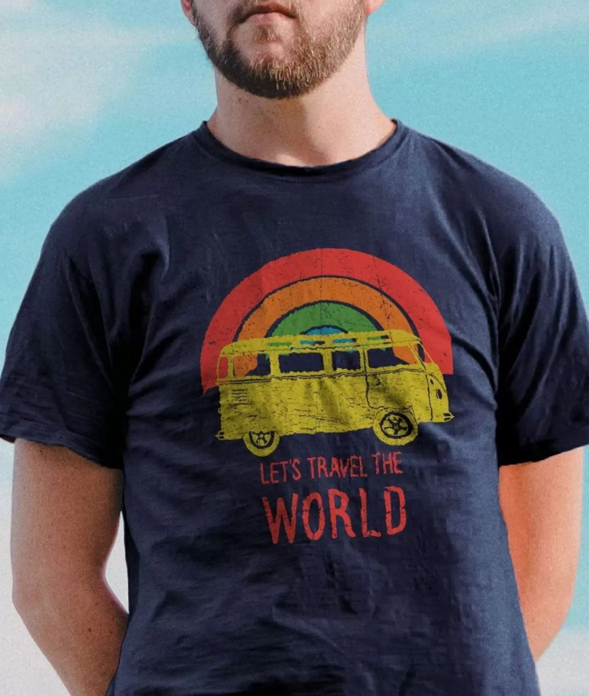 Men'S Ridiculously Soft Midweight Graphic Tee | Let'S Travel The World | Nayked Apparel Fashion