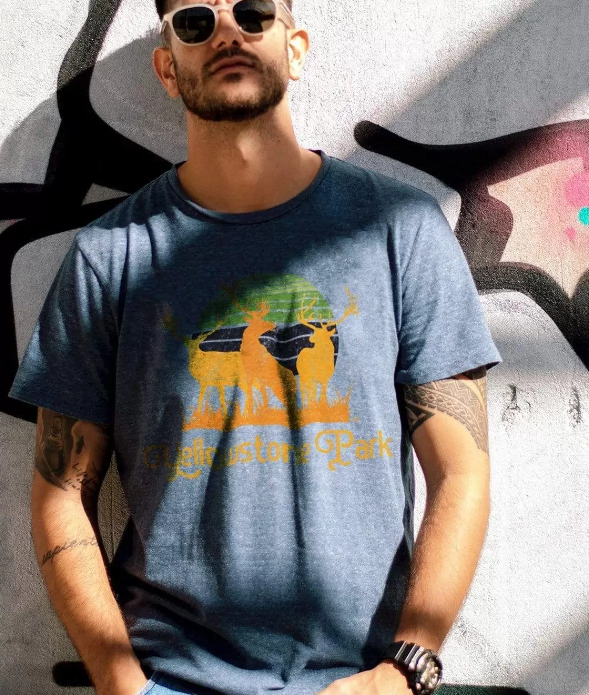 Men'S Ridiculously Soft Midweight Graphic Tee | Yellowstone Park | Nayked Apparel Sale