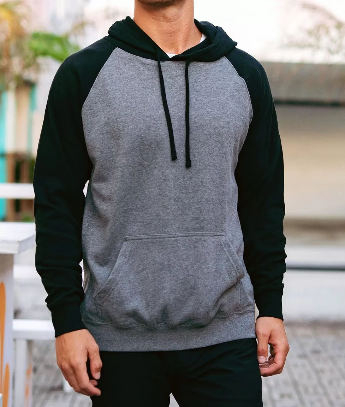 Men'S Ridiculously Soft Midweight Raglan Colorblocked Hooded Sweatshirt | Nayked Apparel Fashion