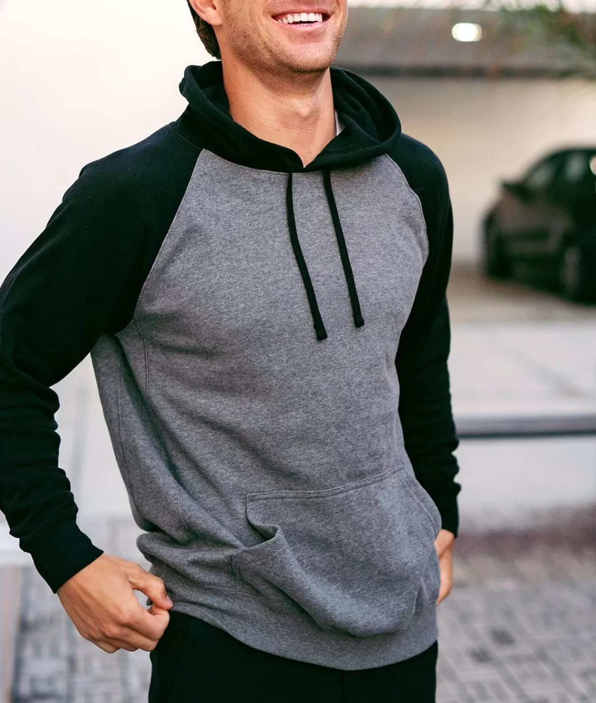 Men'S Ridiculously Soft Midweight Raglan Colorblocked Hooded Sweatshirt | Nayked Apparel Shop