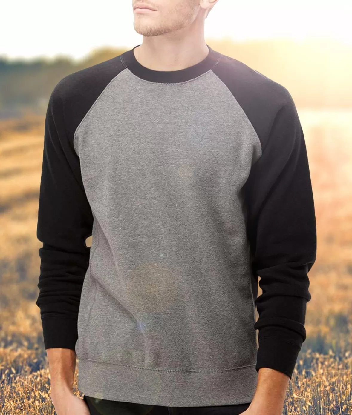 Men'S Ridiculously Soft Midweight Raglan Colorblocked Pullover | Nayked Apparel Store