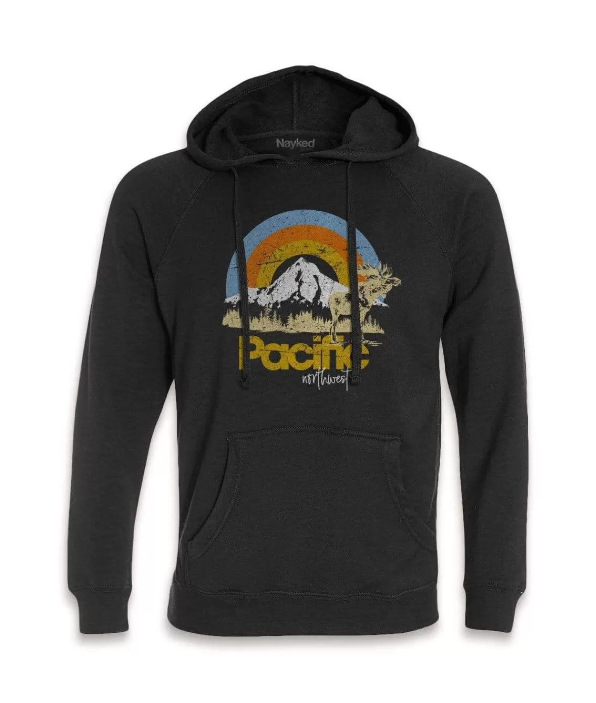 Men'S Ridiculously Soft Midweight Raglan Hooded Graphic Sweatshirt | Pacific Northwest | Nayked Apparel Store