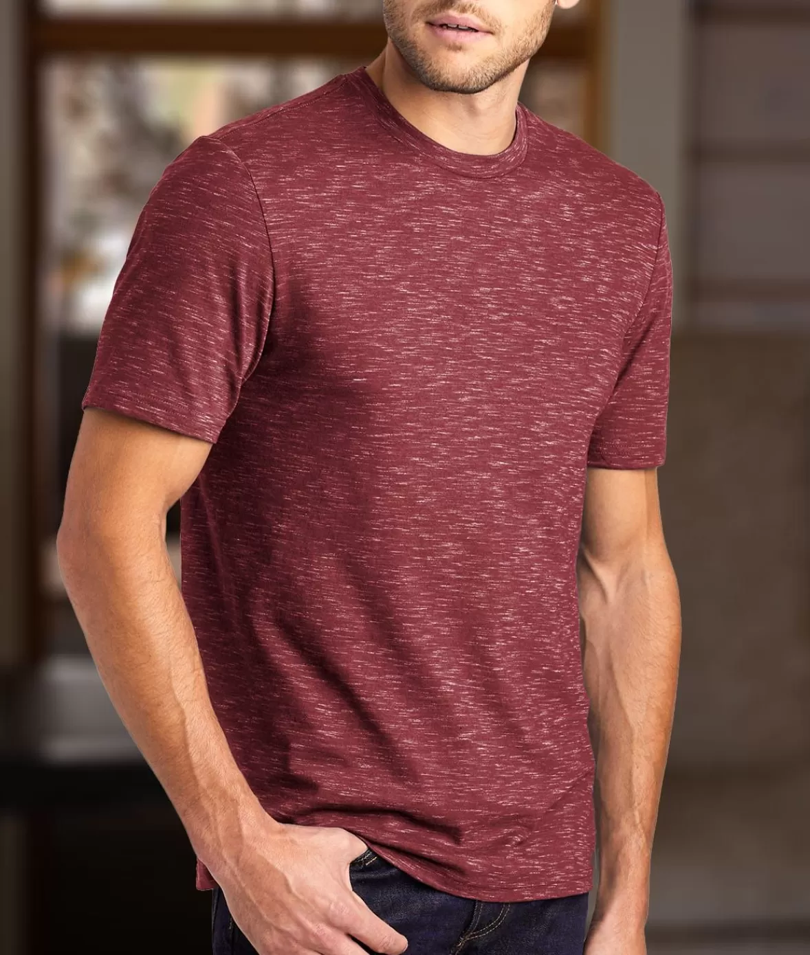 Men'S Soft Lightweight Marled Crew Neck T-Shirt | Nayked Apparel Hot