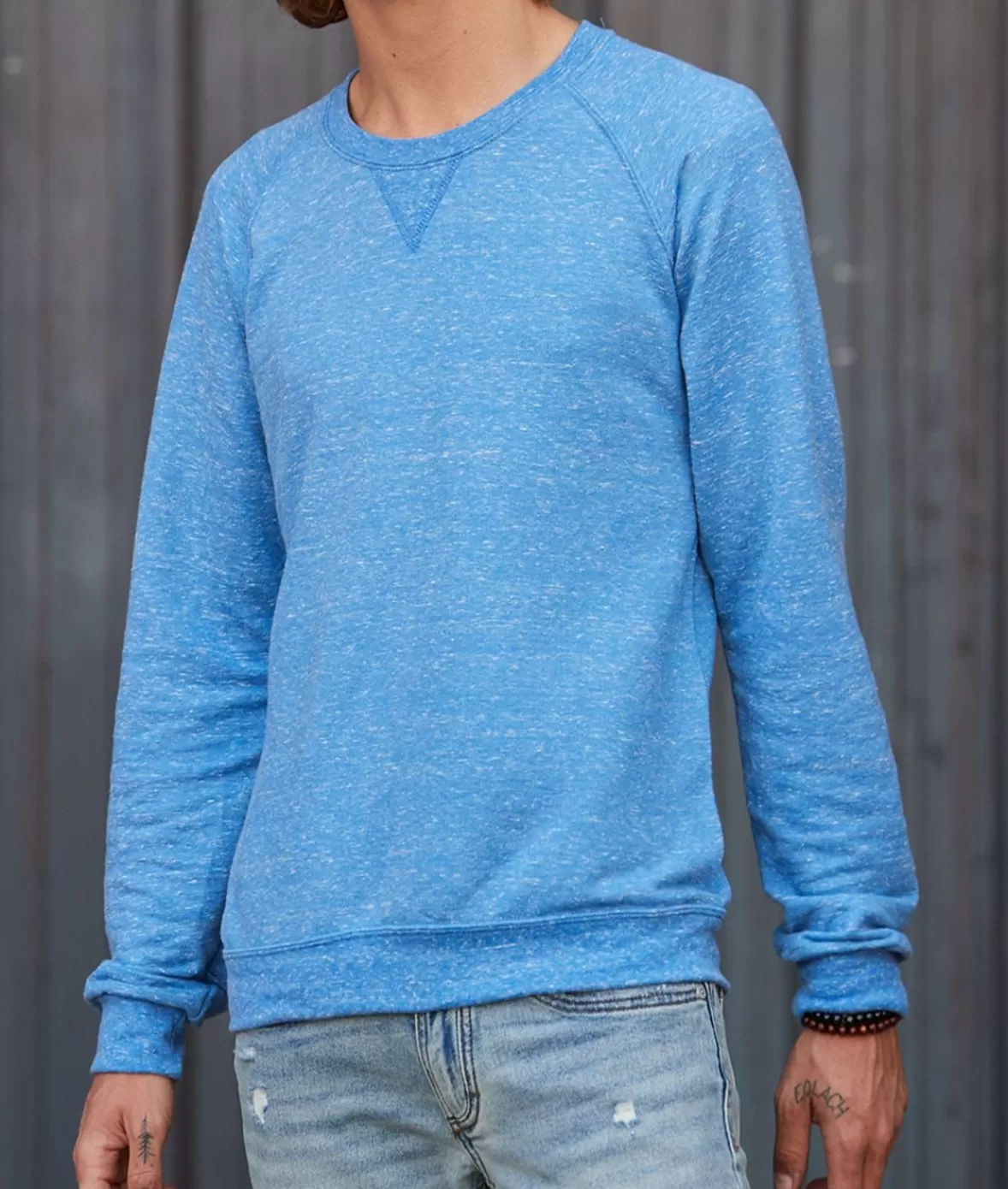 Men'S Soft Snow Heather French Terry Raglan Pullover Sweatshirt | Nayked Apparel Best