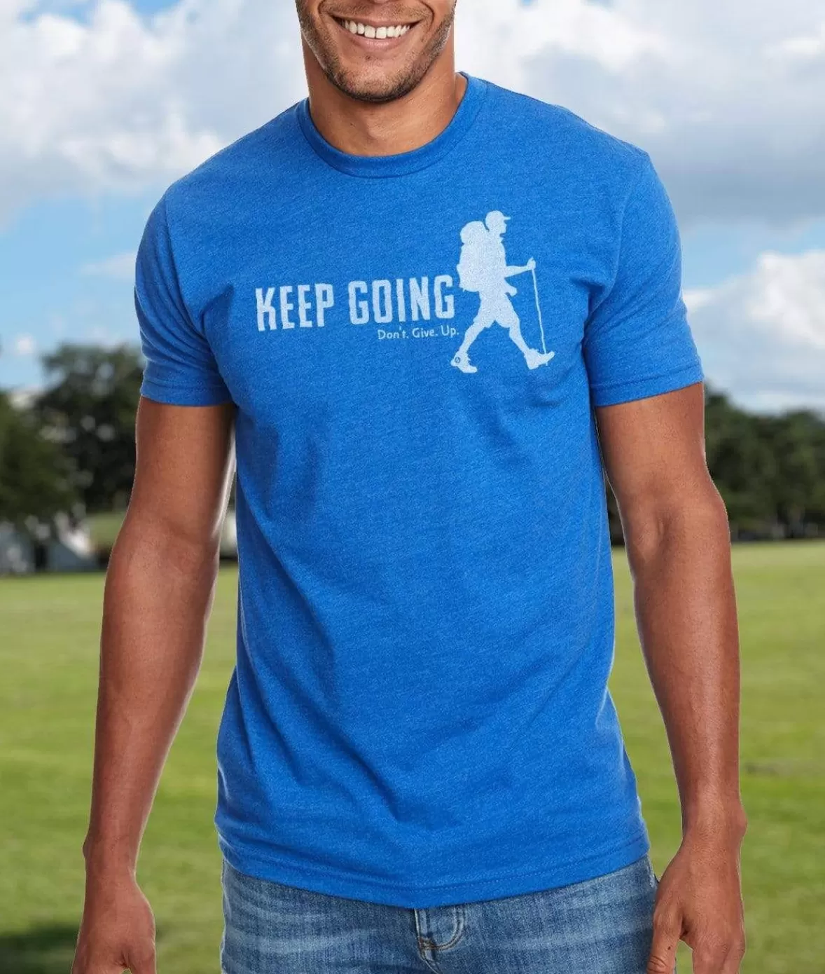 Ridiculously Soft Crew Neck Graphic T-Shirt | Keep Going With Hiker | Nayked Apparel Clearance