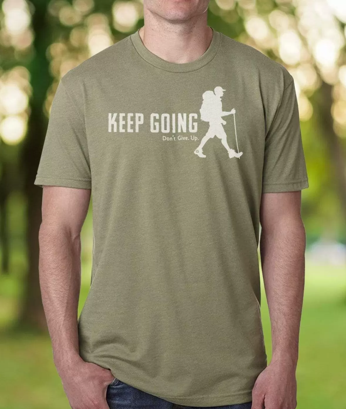 Ridiculously Soft Crew Neck Graphic T-Shirt | Keep Going With Hiker | Nayked Apparel Clearance