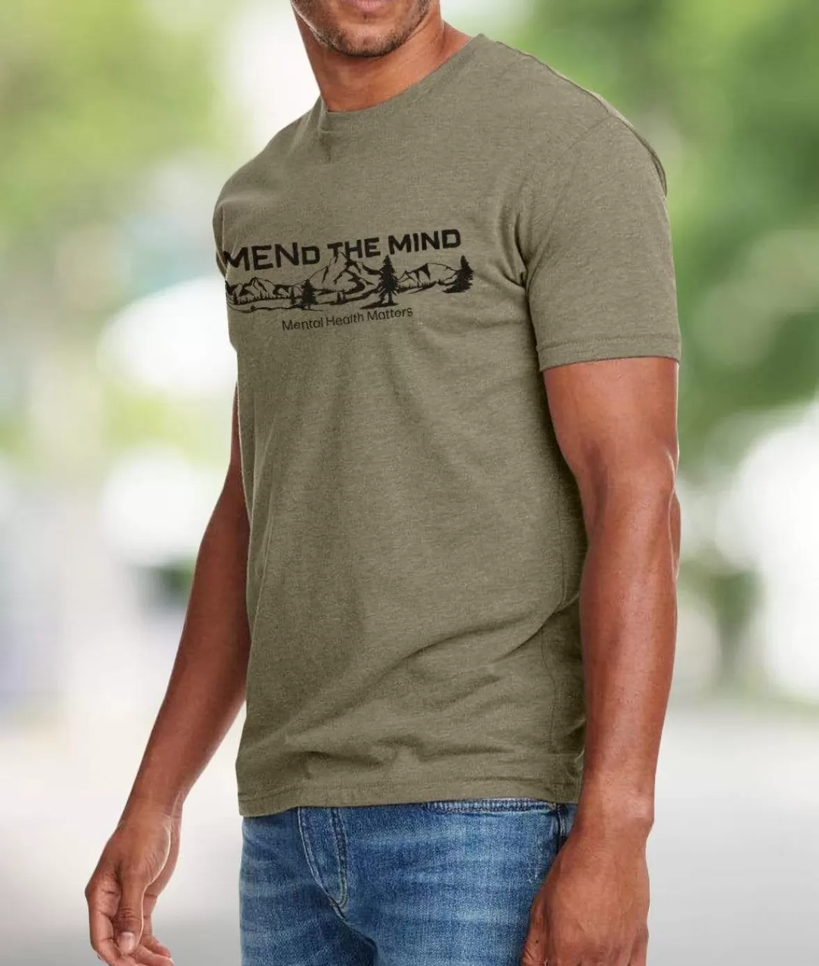 Ridiculously Soft Crew Neck Graphic T-Shirt | Mend The Mind-Landscape | Nayked Apparel Fashion