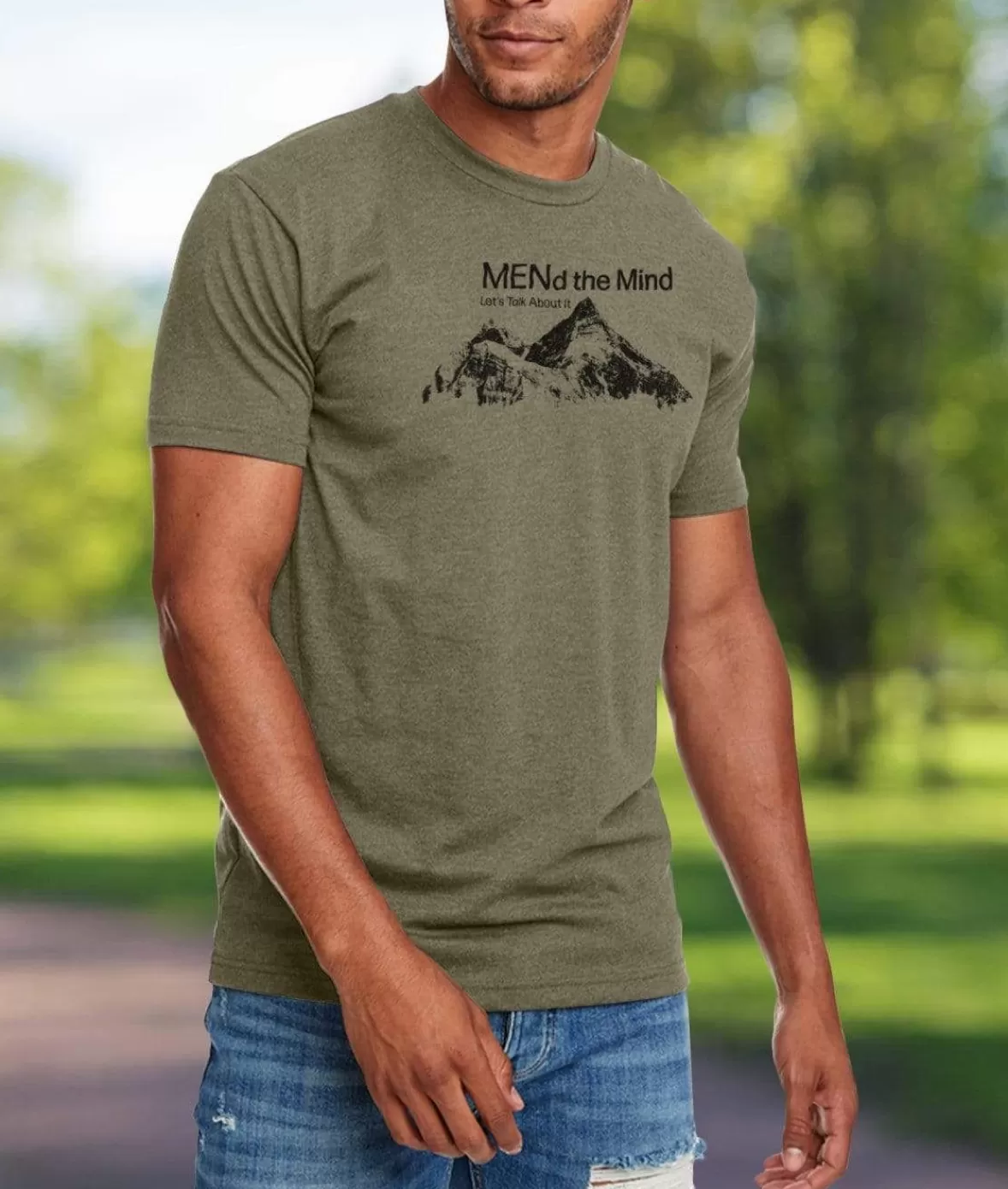 Ridiculously Soft Crew Neck Graphic T-Shirt | Mend The Mind-Mountains | Nayked Apparel Clearance