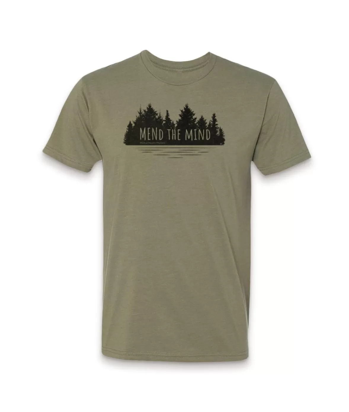 Ridiculously Soft Crew Neck Graphic T-Shirt | Mend The Mind-Treeline And Lake Graphic | Nayked Apparel Flash Sale