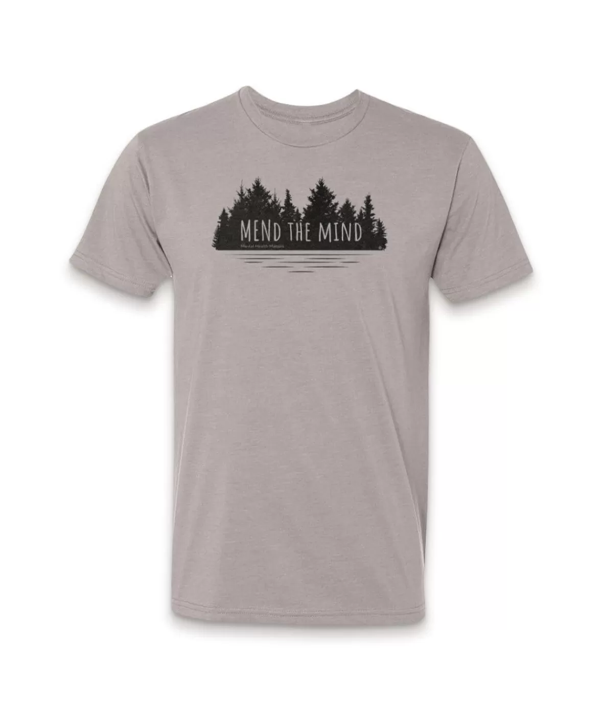 Ridiculously Soft Crew Neck Graphic T-Shirt | Mend The Mind-Treeline And Lake Graphic | Nayked Apparel Flash Sale