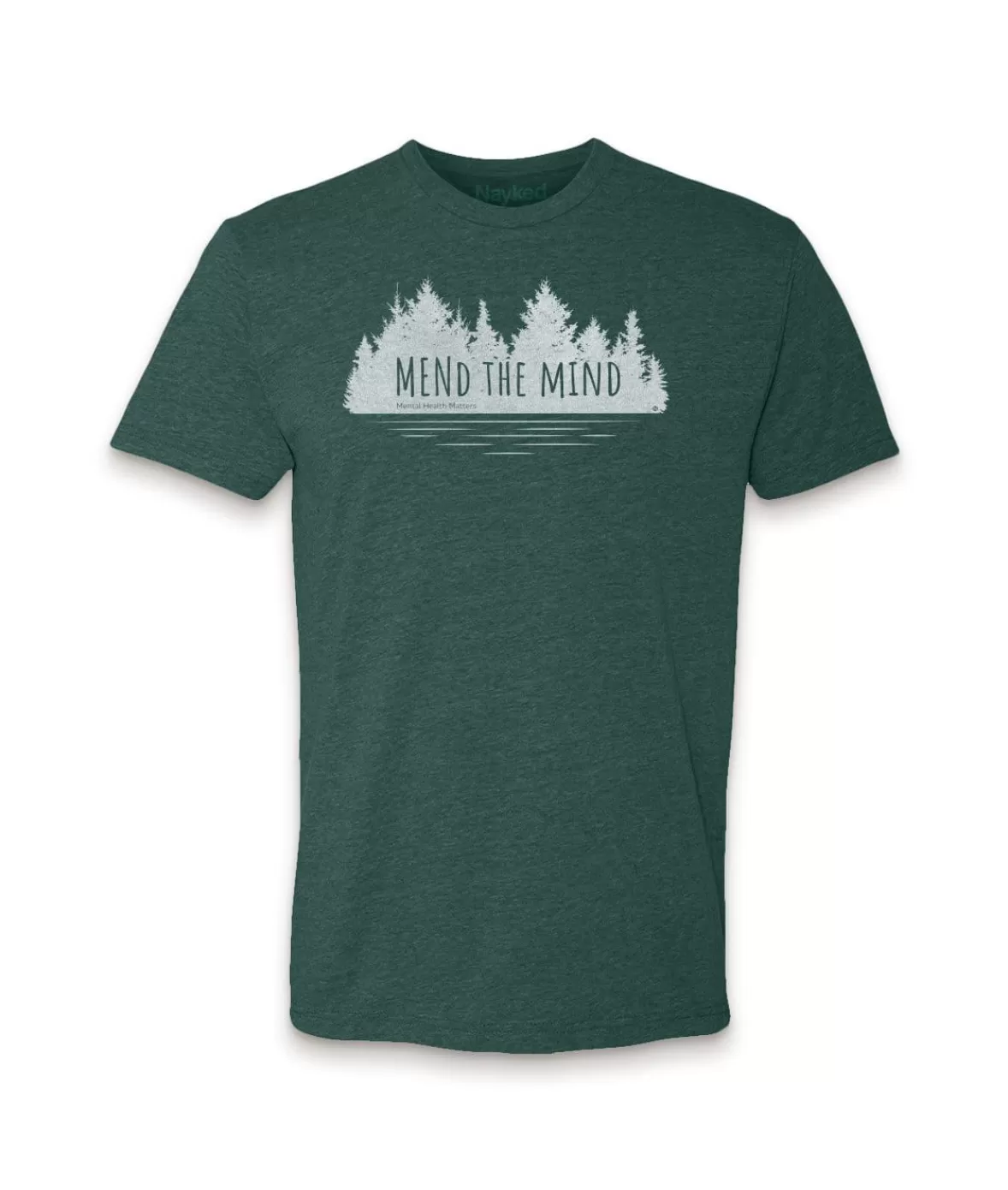 Ridiculously Soft Crew Neck Graphic T-Shirt | Mend The Mind-Treeline And Lake Graphic | Nayked Apparel Flash Sale