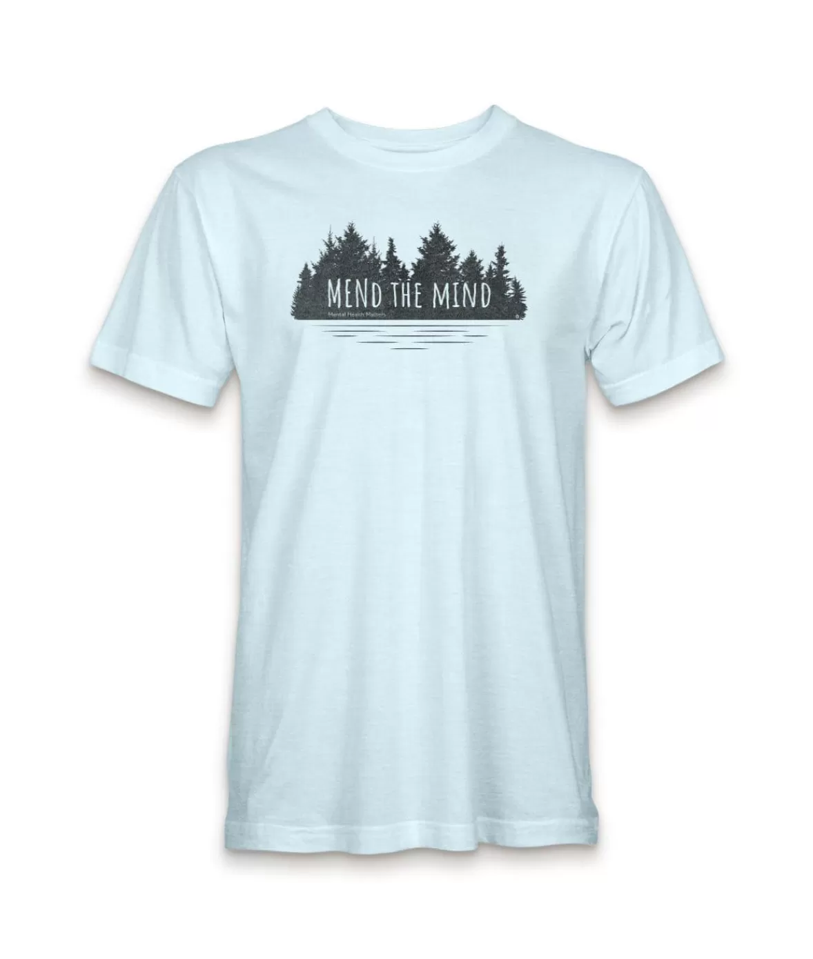 Ridiculously Soft Crew Neck Graphic T-Shirt | Mend The Mind-Treeline And Lake Graphic | Nayked Apparel Flash Sale